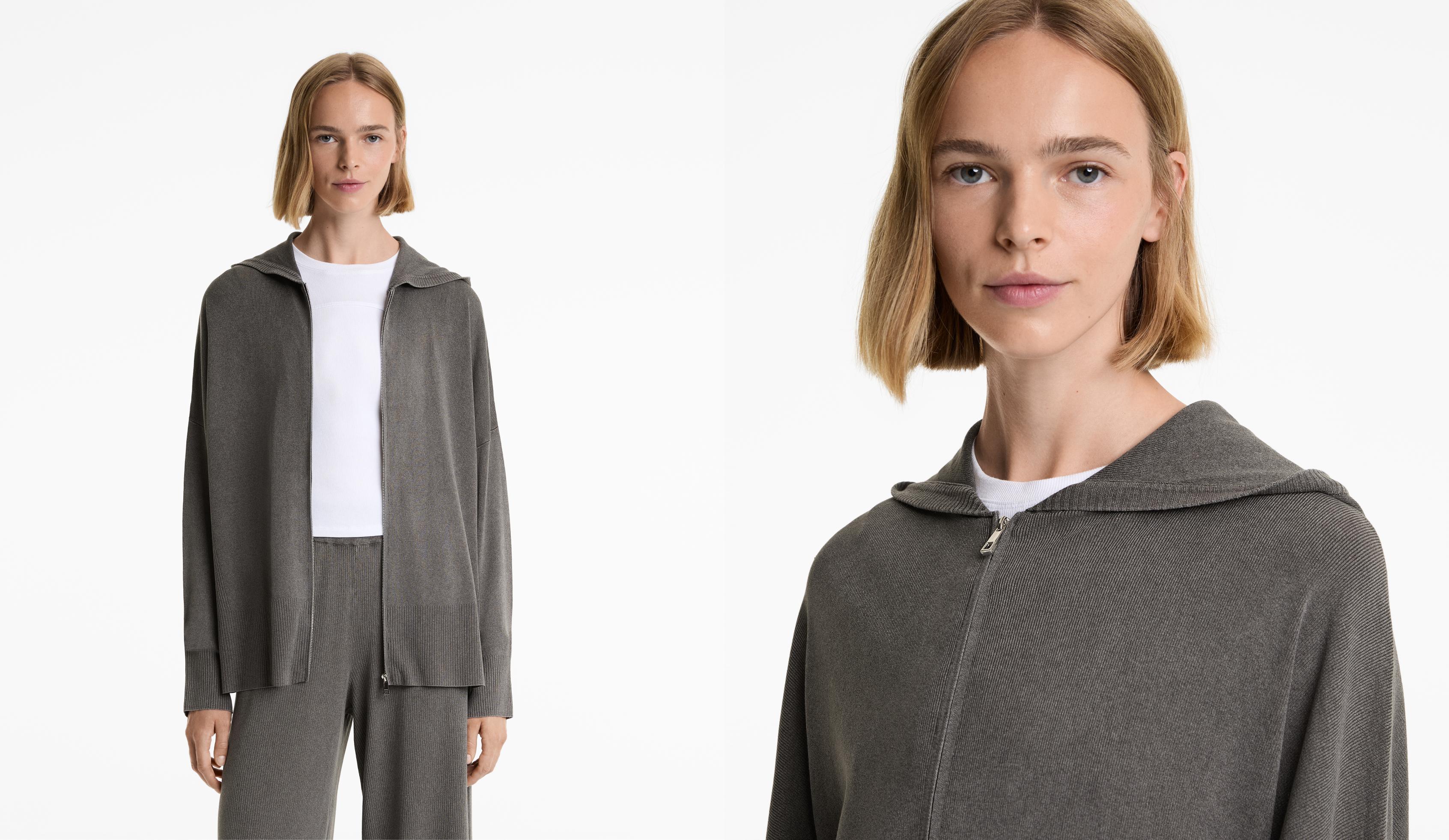 Long washed knit jacket