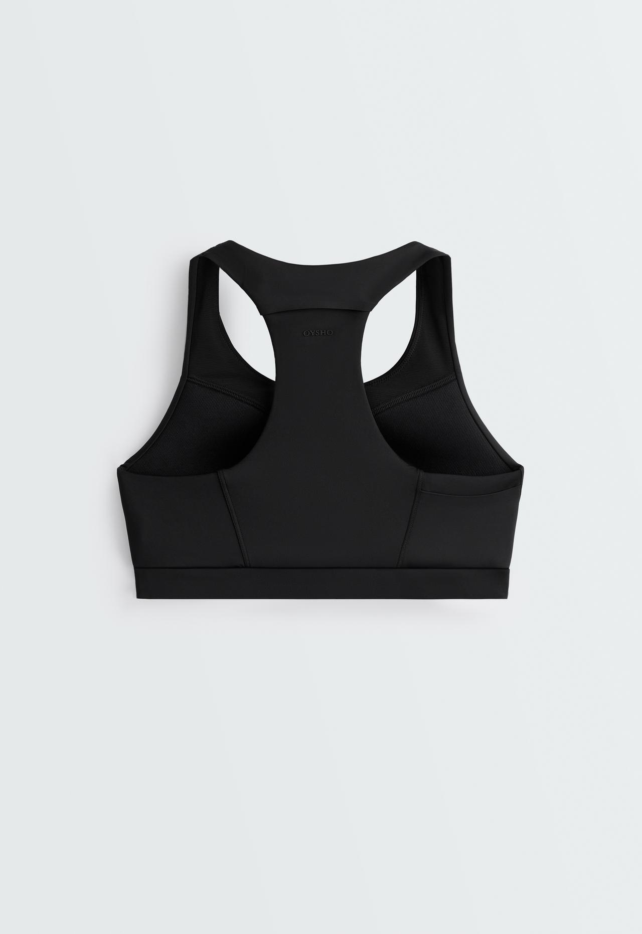 Rapid Dry medium support sports bra with pockets — BLACK