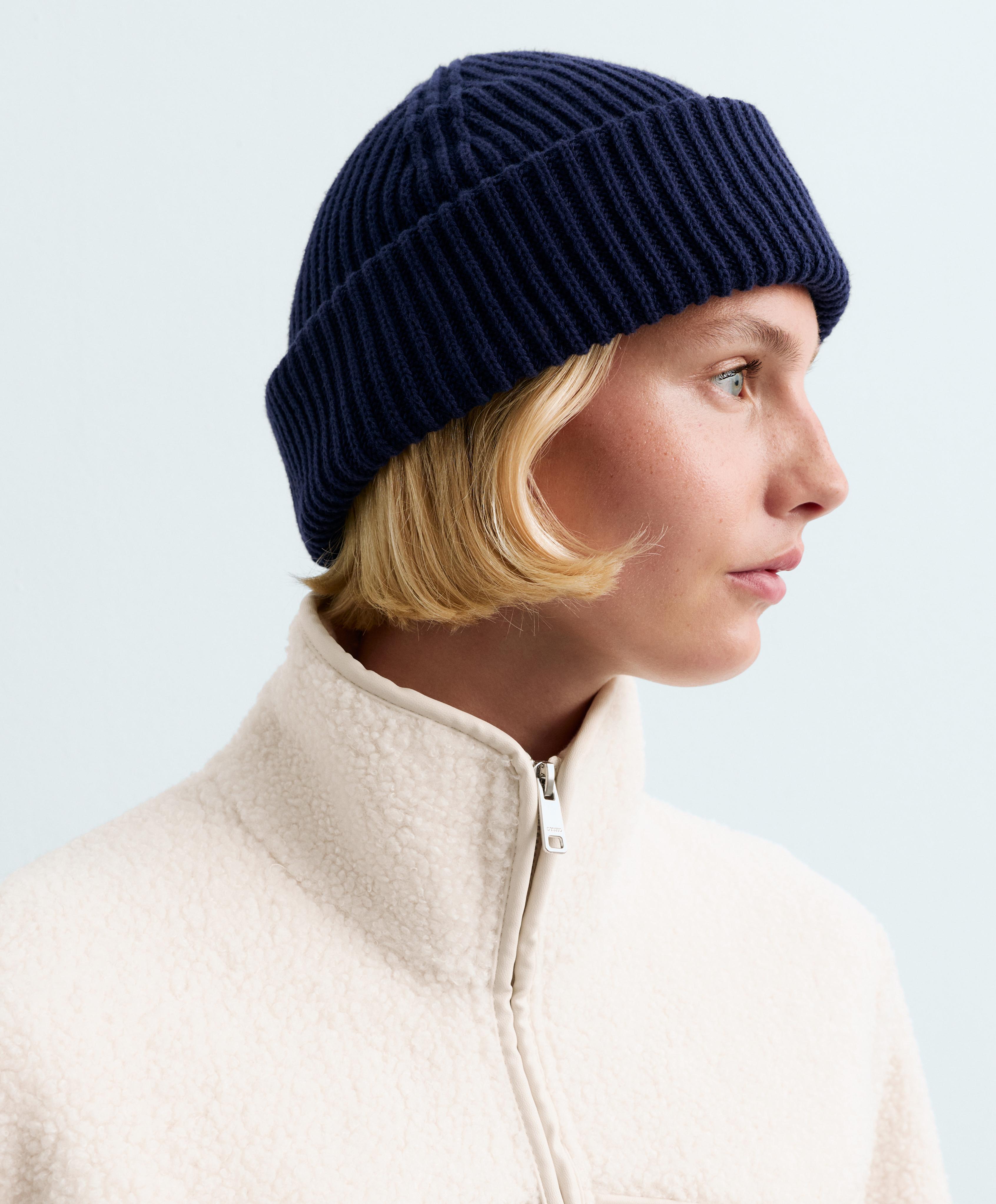 100% cotton ribbed beanie — NAVY BLUE