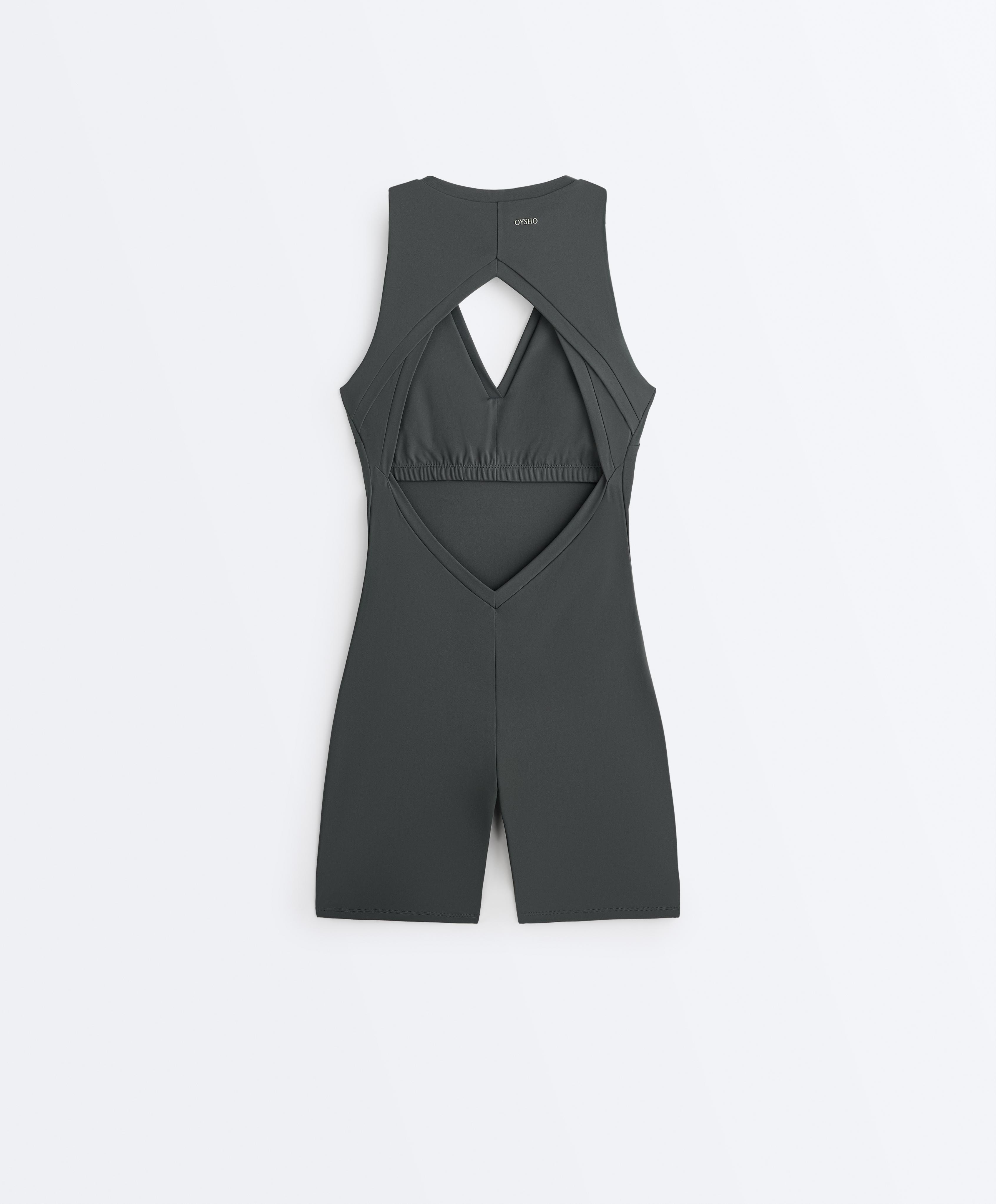 Open-back Comfortlux short jumpsuit — STEEL GREY
