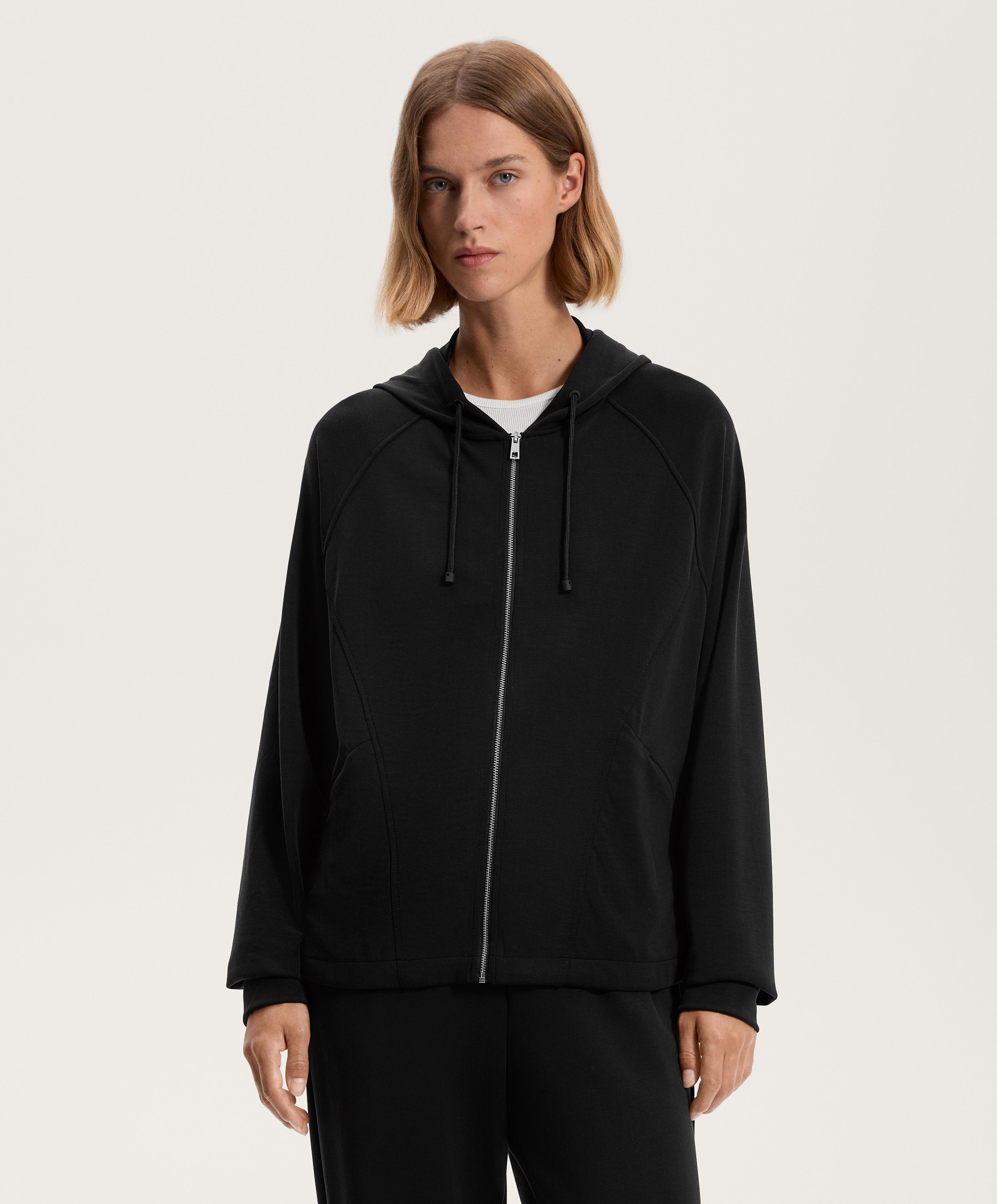 Knit hooded jacket with modal
