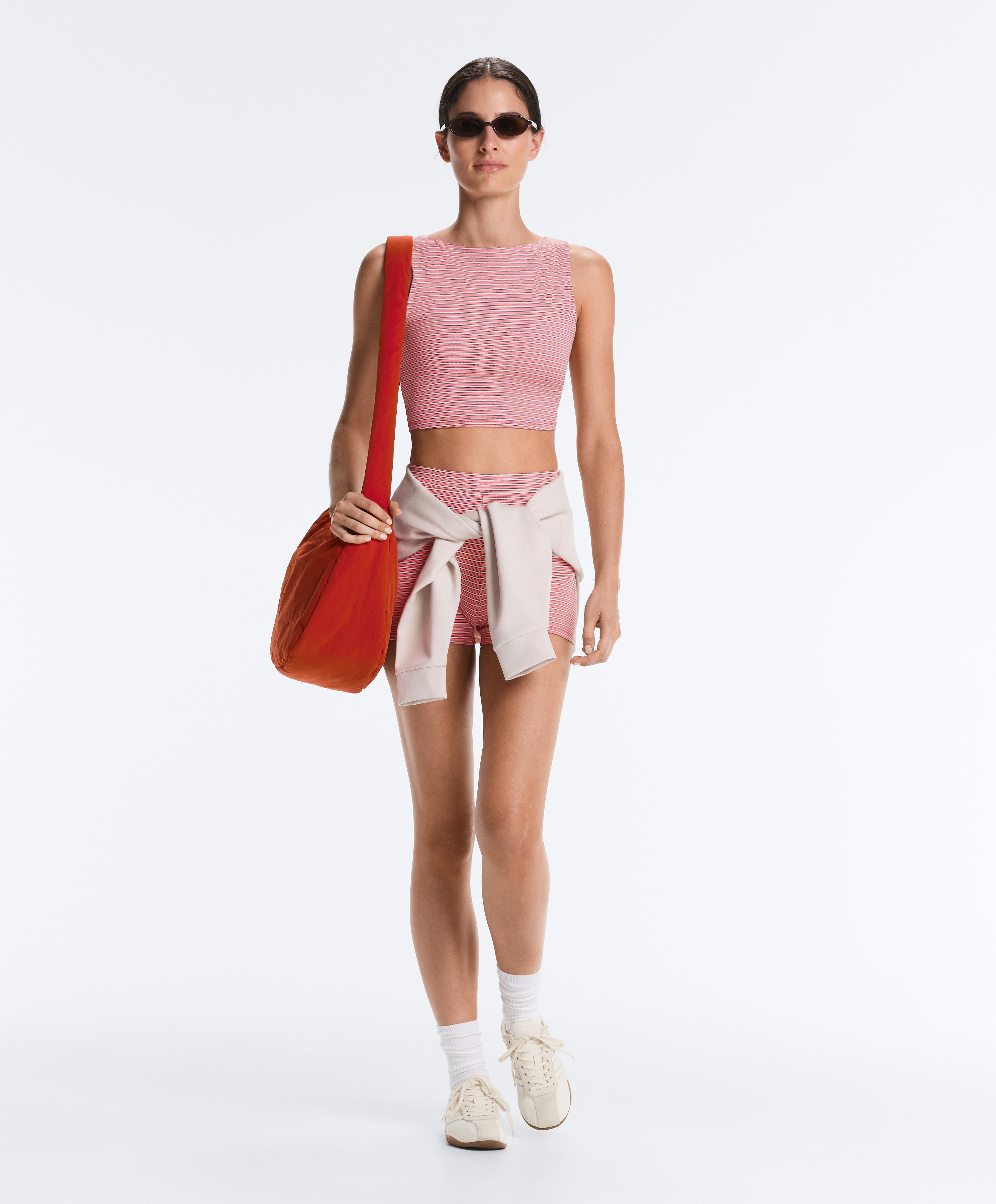 Comfortlux high-rise 5cm striped hot pants — RED