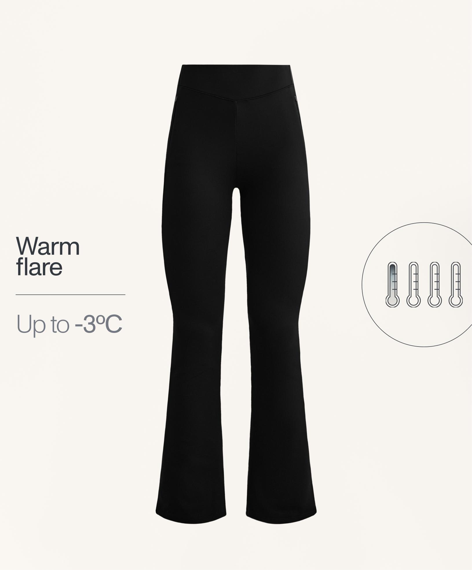 High rise warm flare trousers with pockets