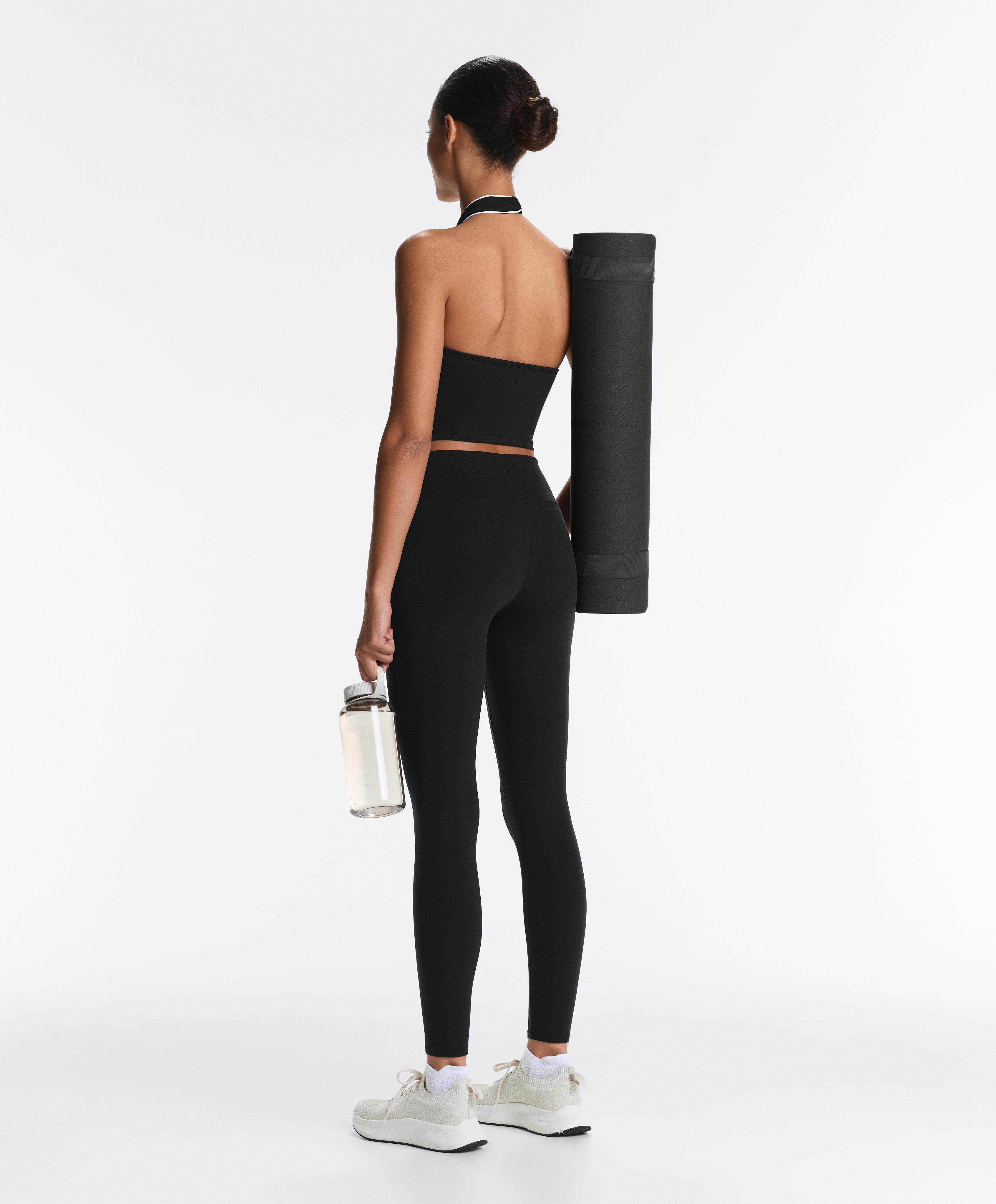 Comfortlux halter neck tank top with bow — BLACK