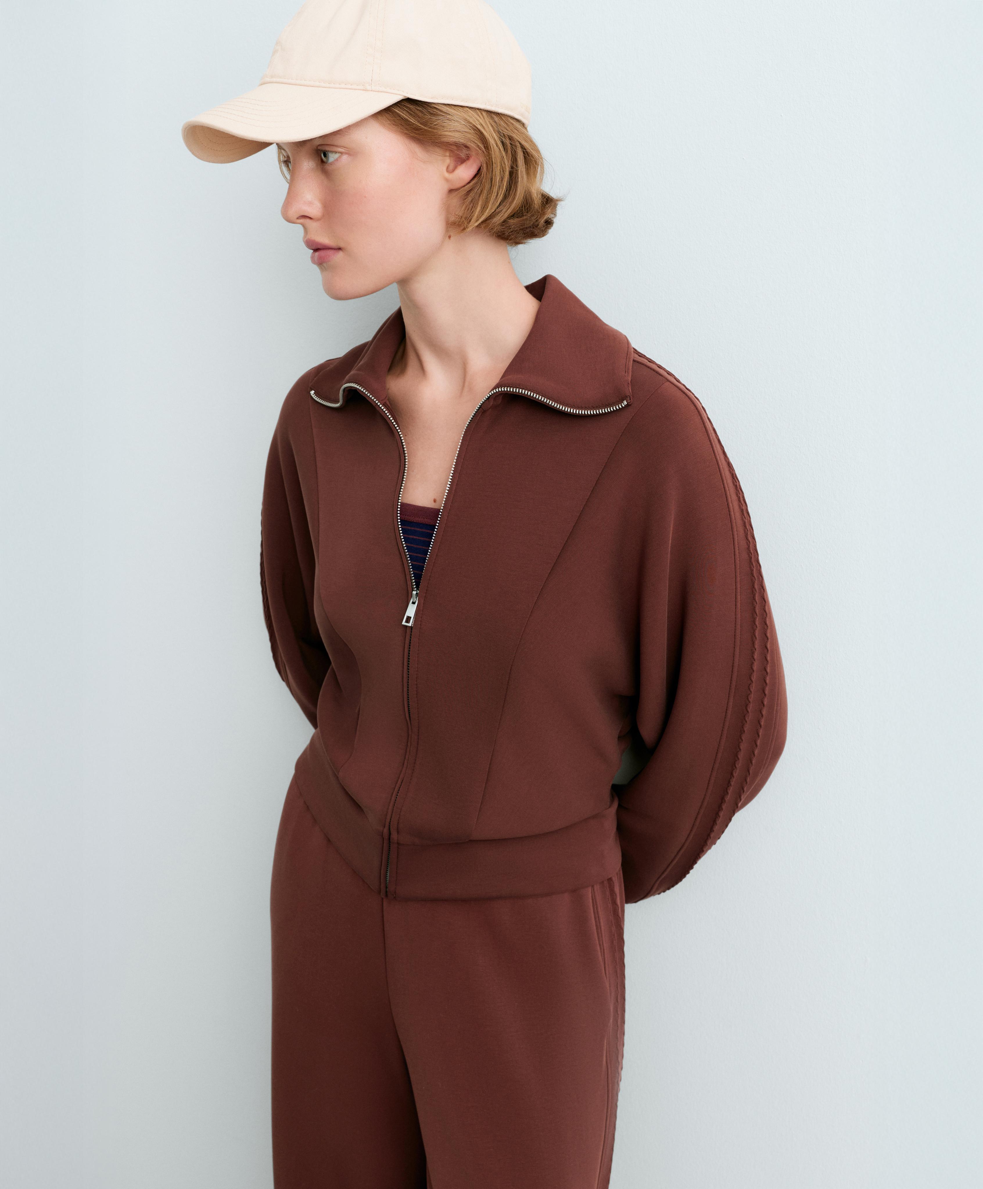 Soft-touch modal bomber jacket — TERRACOTTA
