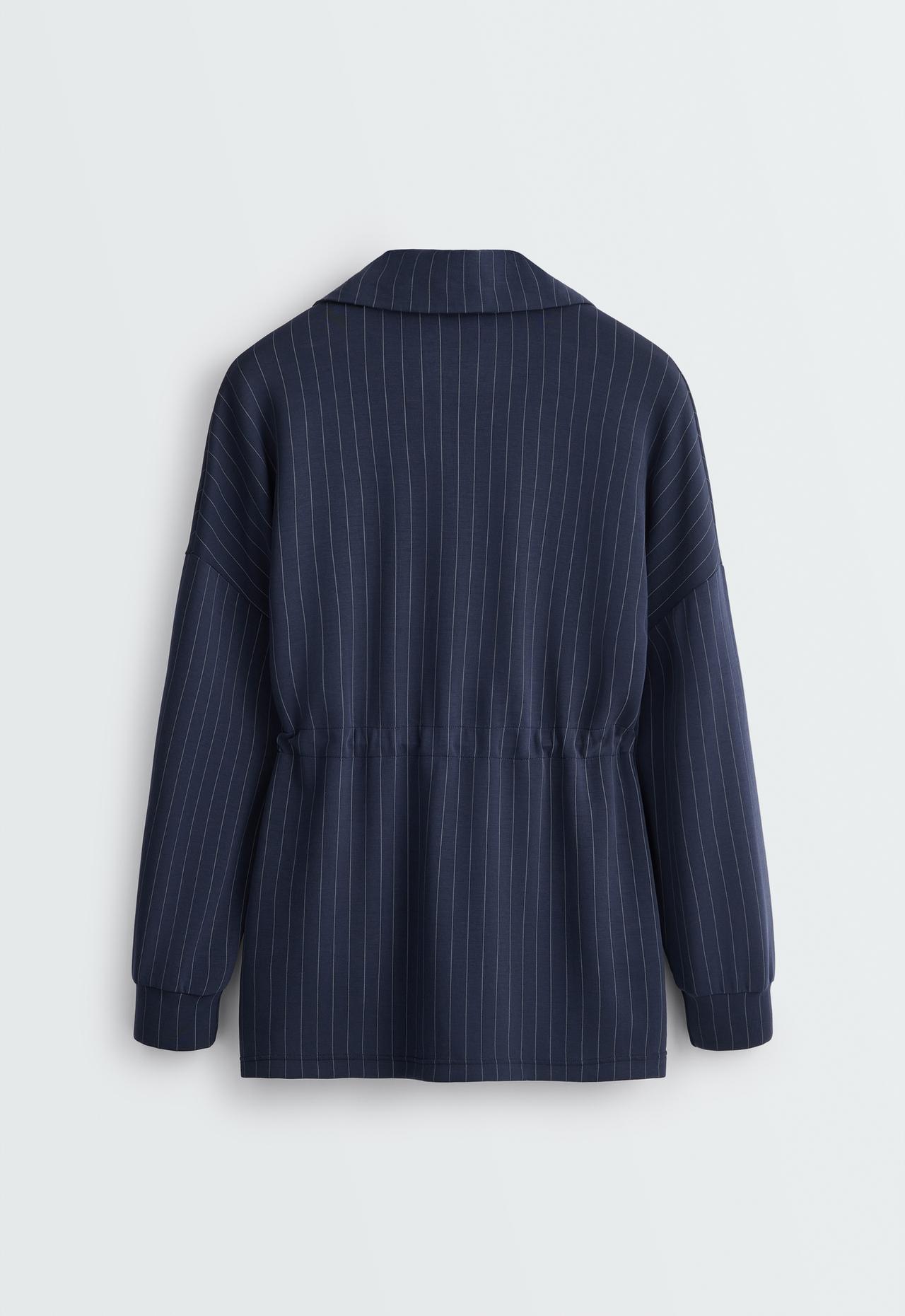 Long sweatshirt with modal pinstripe print — NAVY BLUE