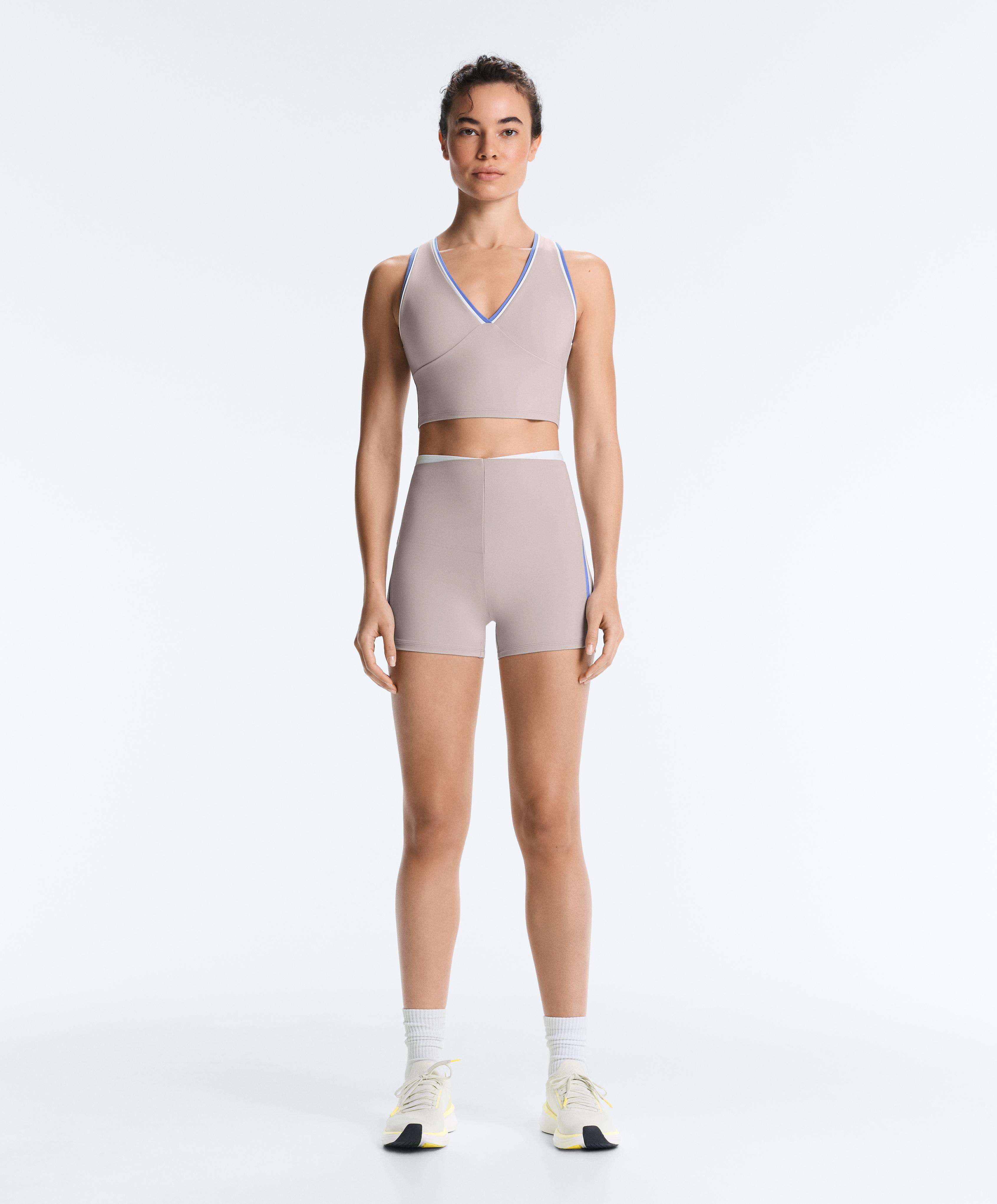 Hot pants high-rise Compressive 10cm contrast — PINK-MINK