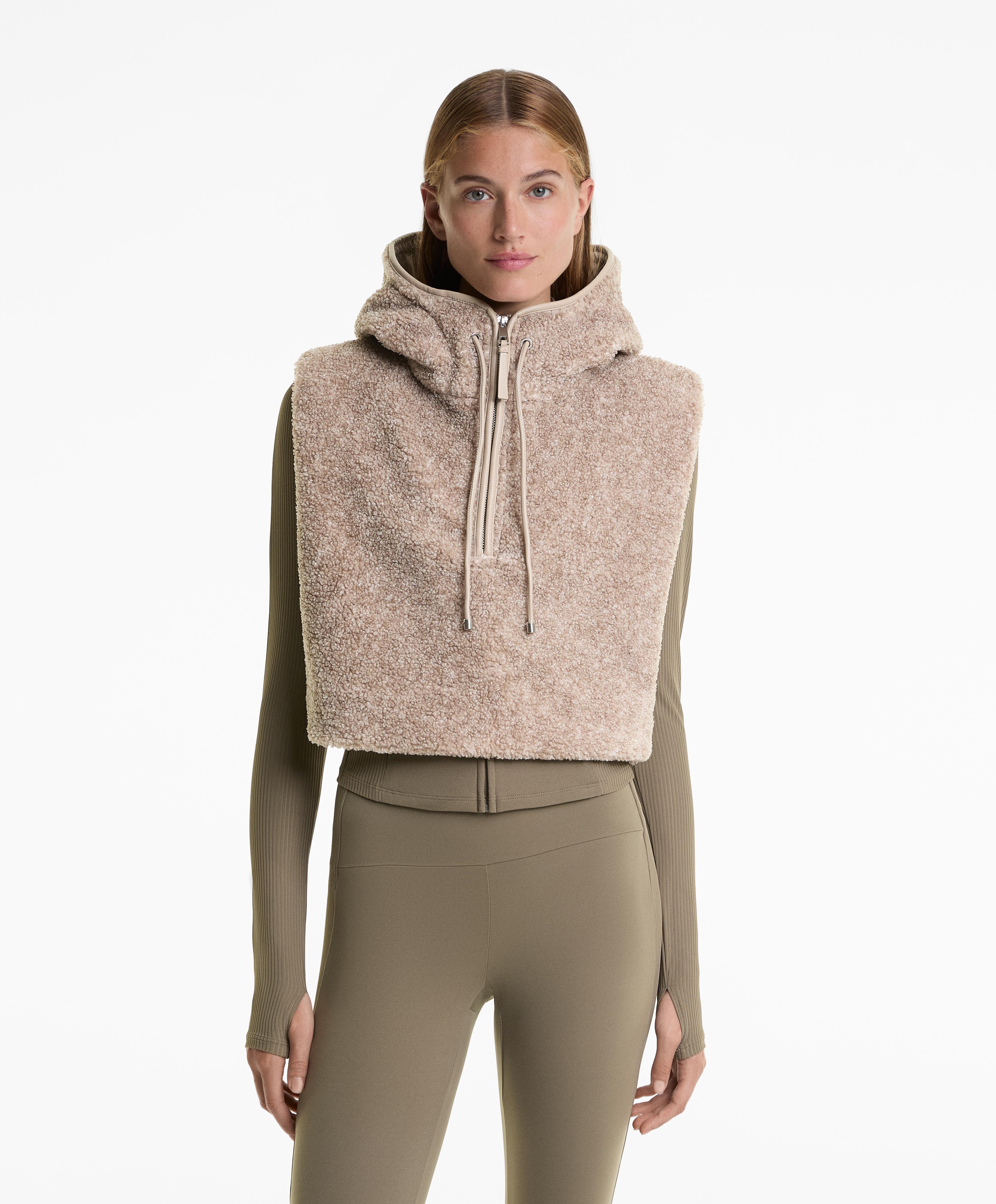 Faux-shearling hooded gilet