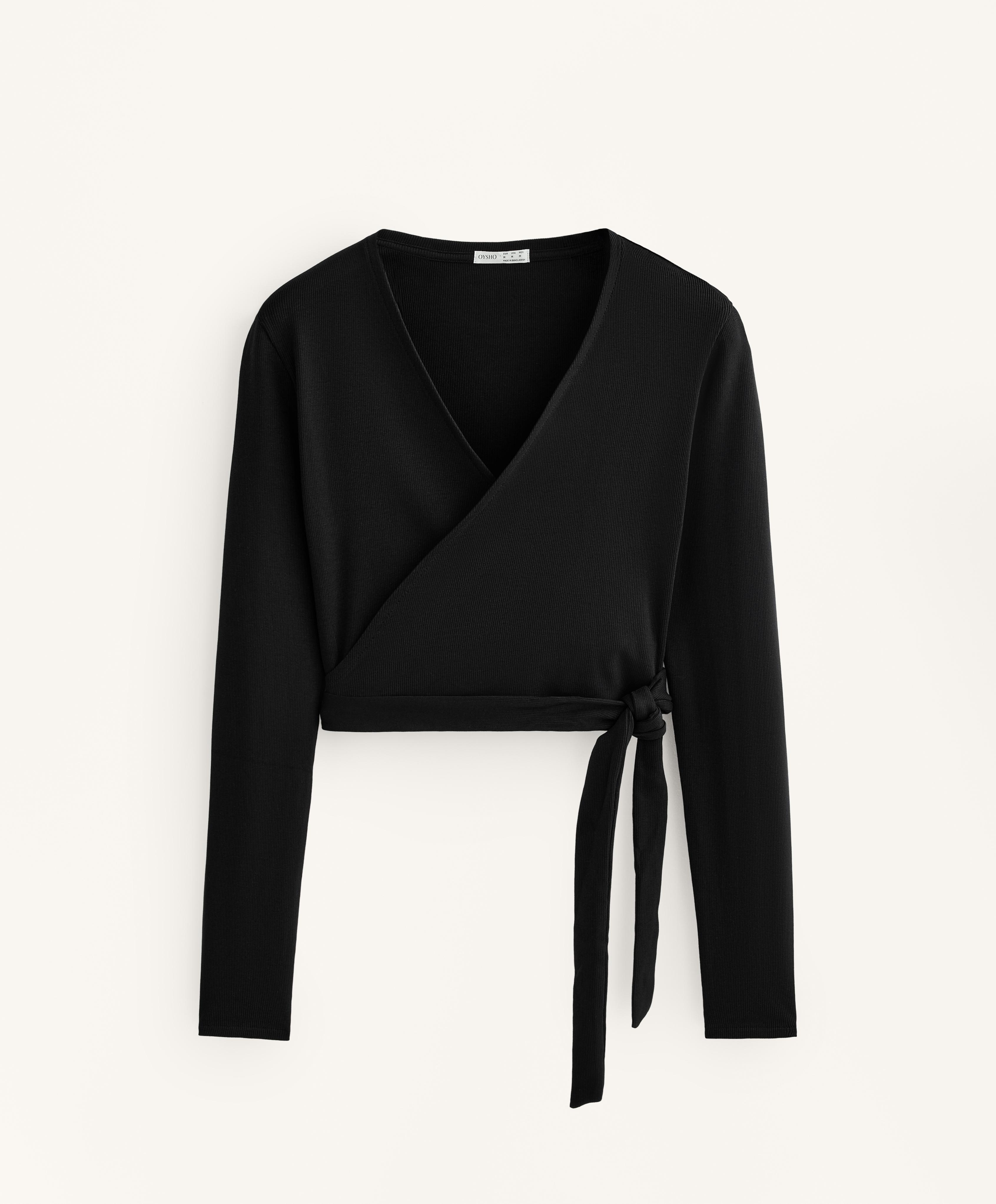 Rib cotton blend wrap top