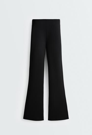 Neoprene-effect high rise flare trousers — BLACK 4