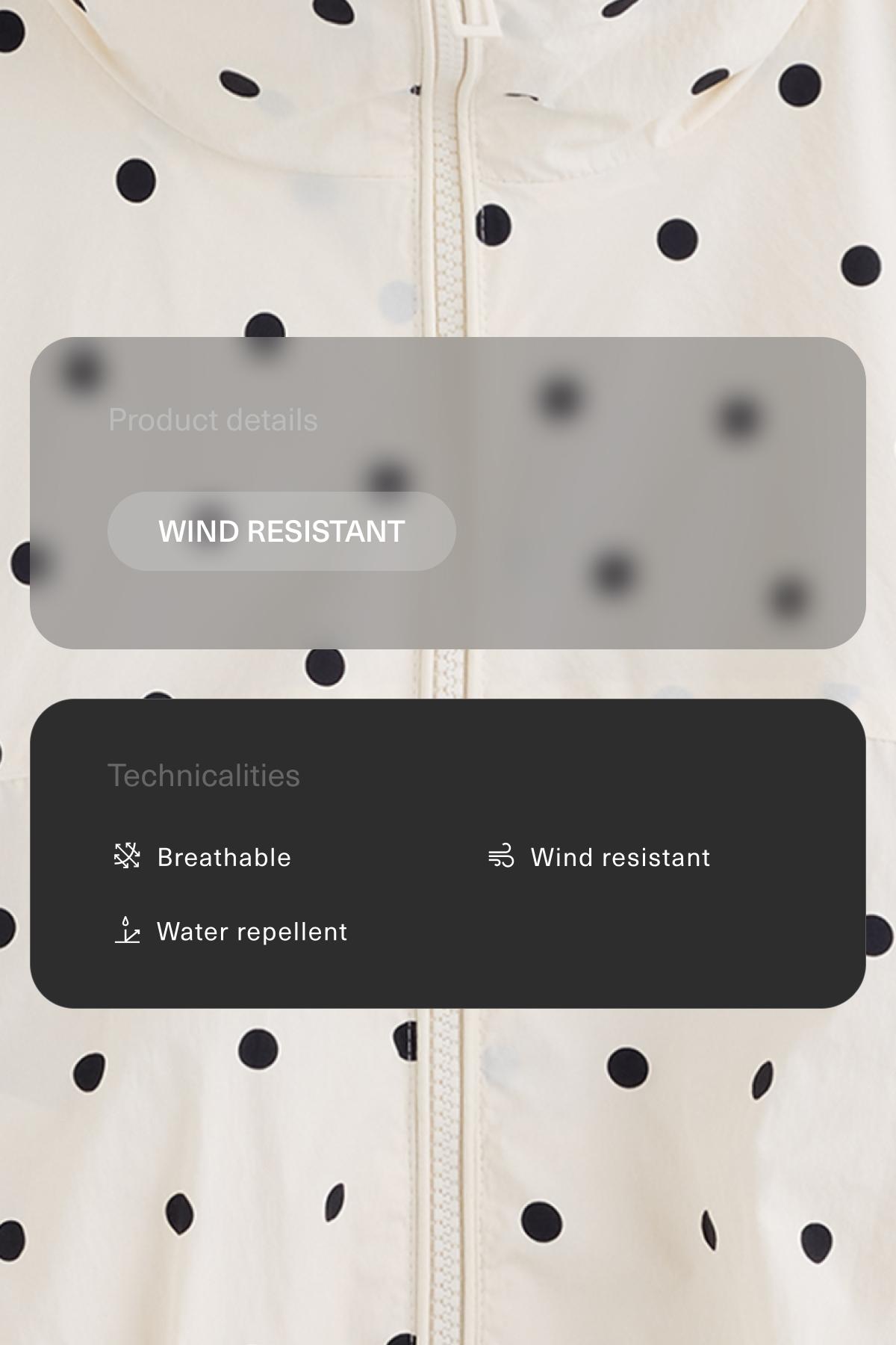 Polka dot water-repellent jacket — PALE ECRU