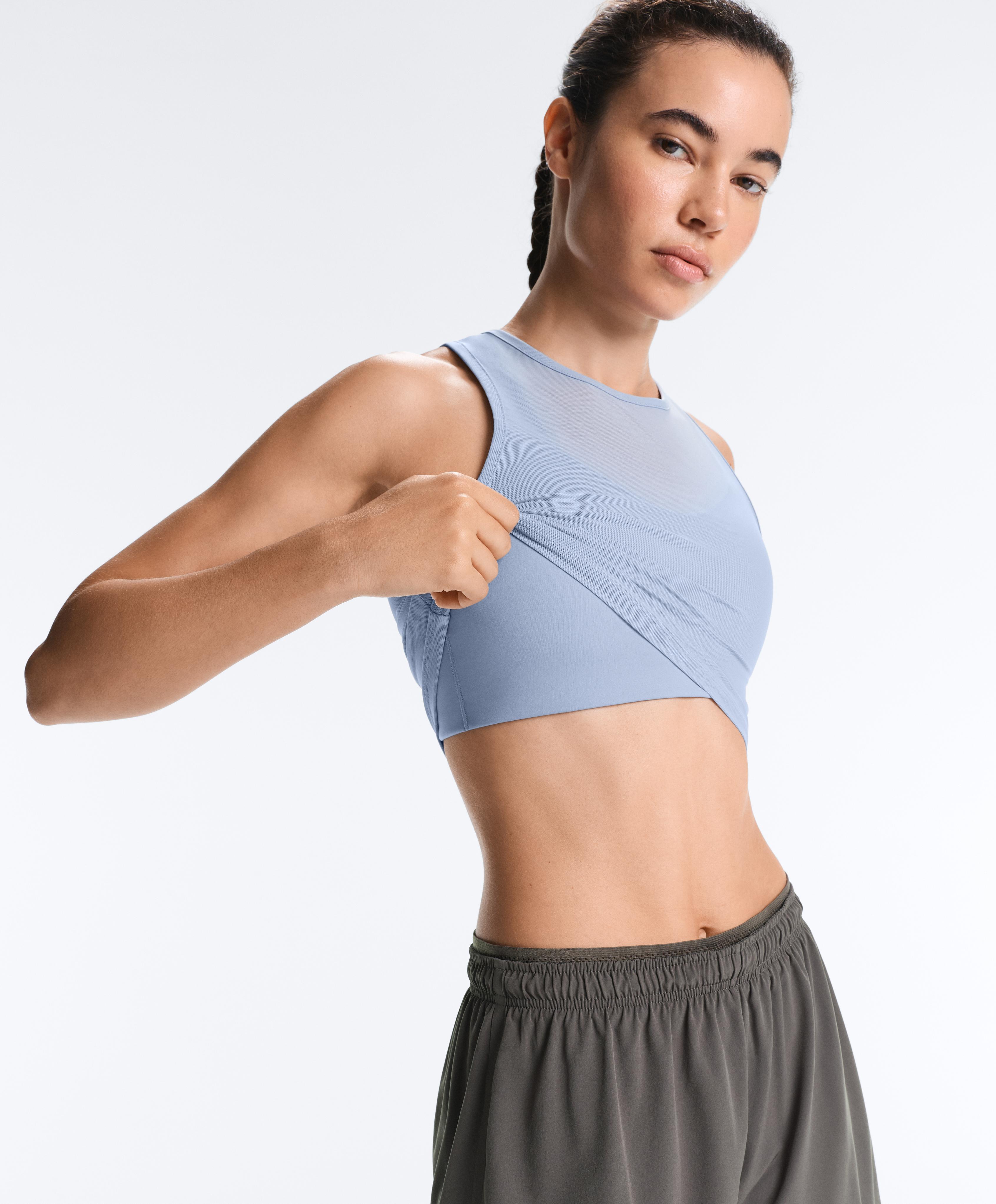 Sheer compressive tank top — MID GREY-BLUE