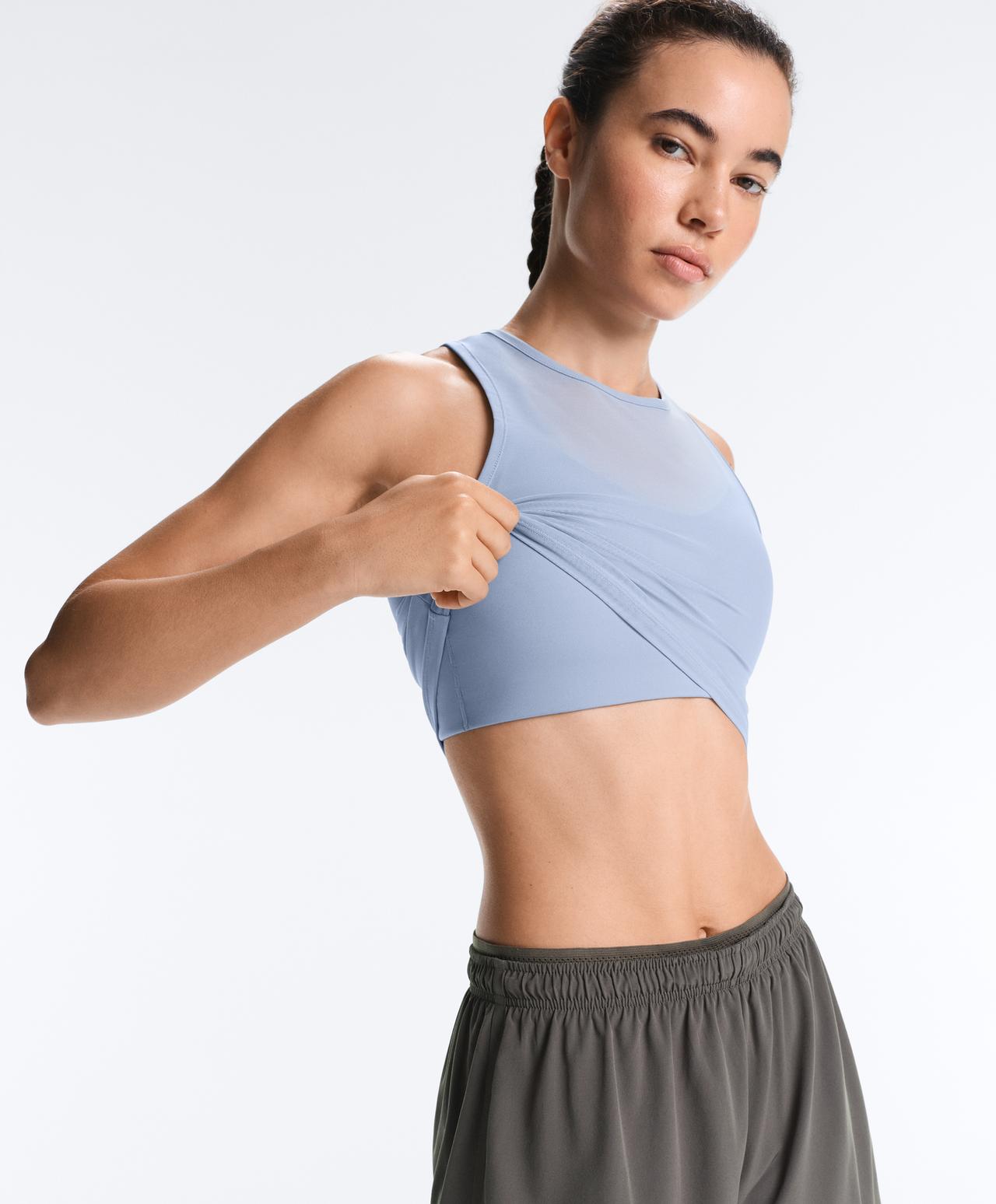 Sheer compressive tank top — MID GREY-BLUE