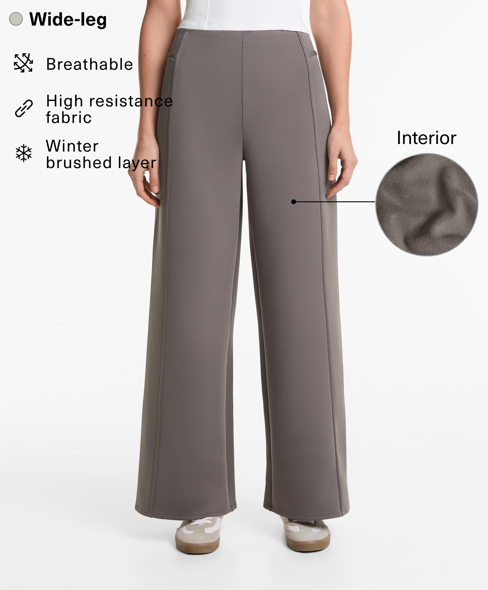 Brushed neoprene-effect wide-leg trousers - Sniženja