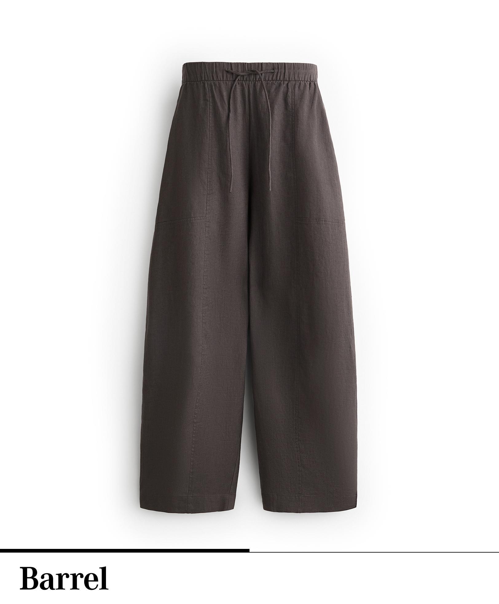 100% linen barrel trousers