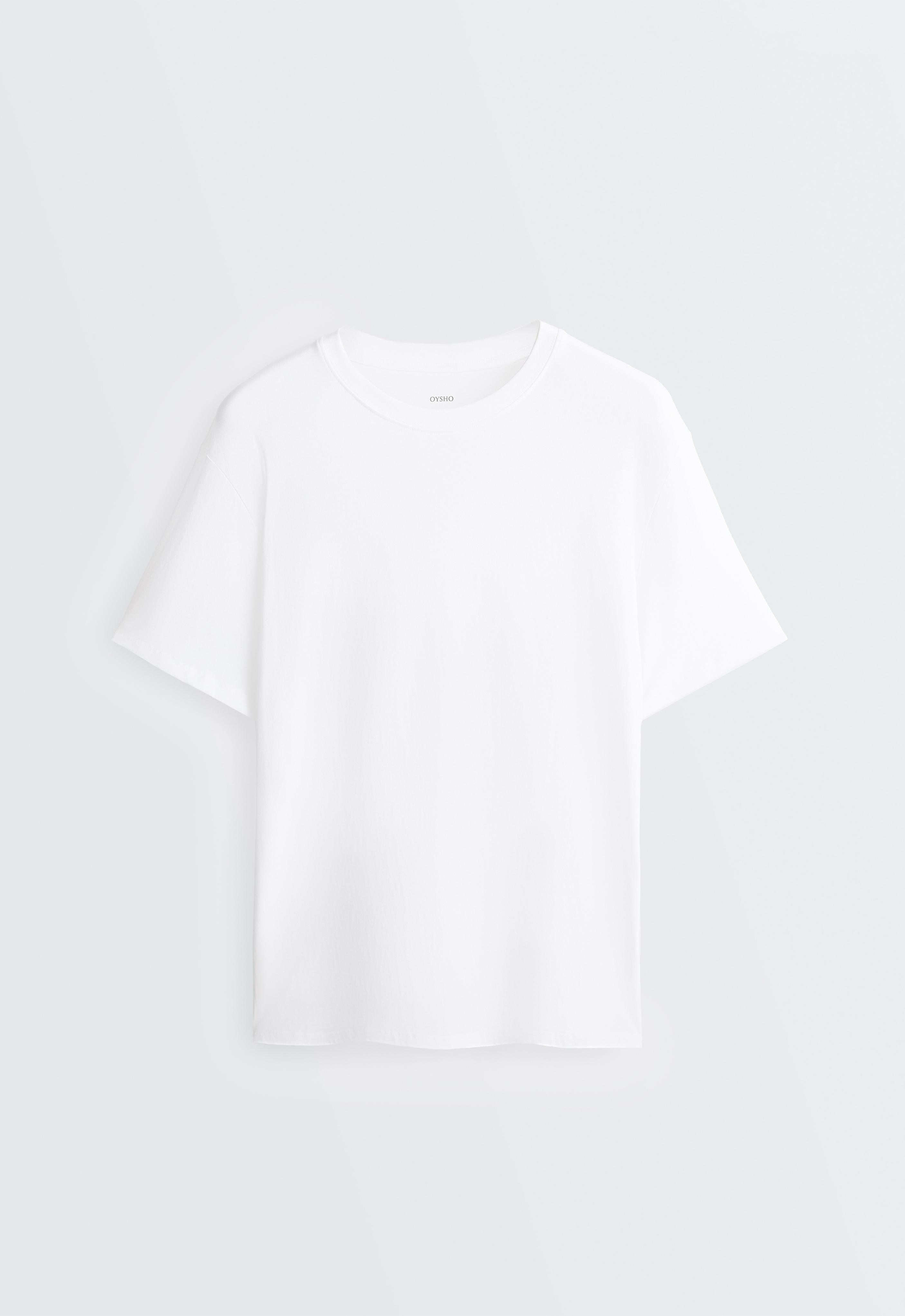 Oversize cotton blend short-sleeved T-shirt — WHITE 