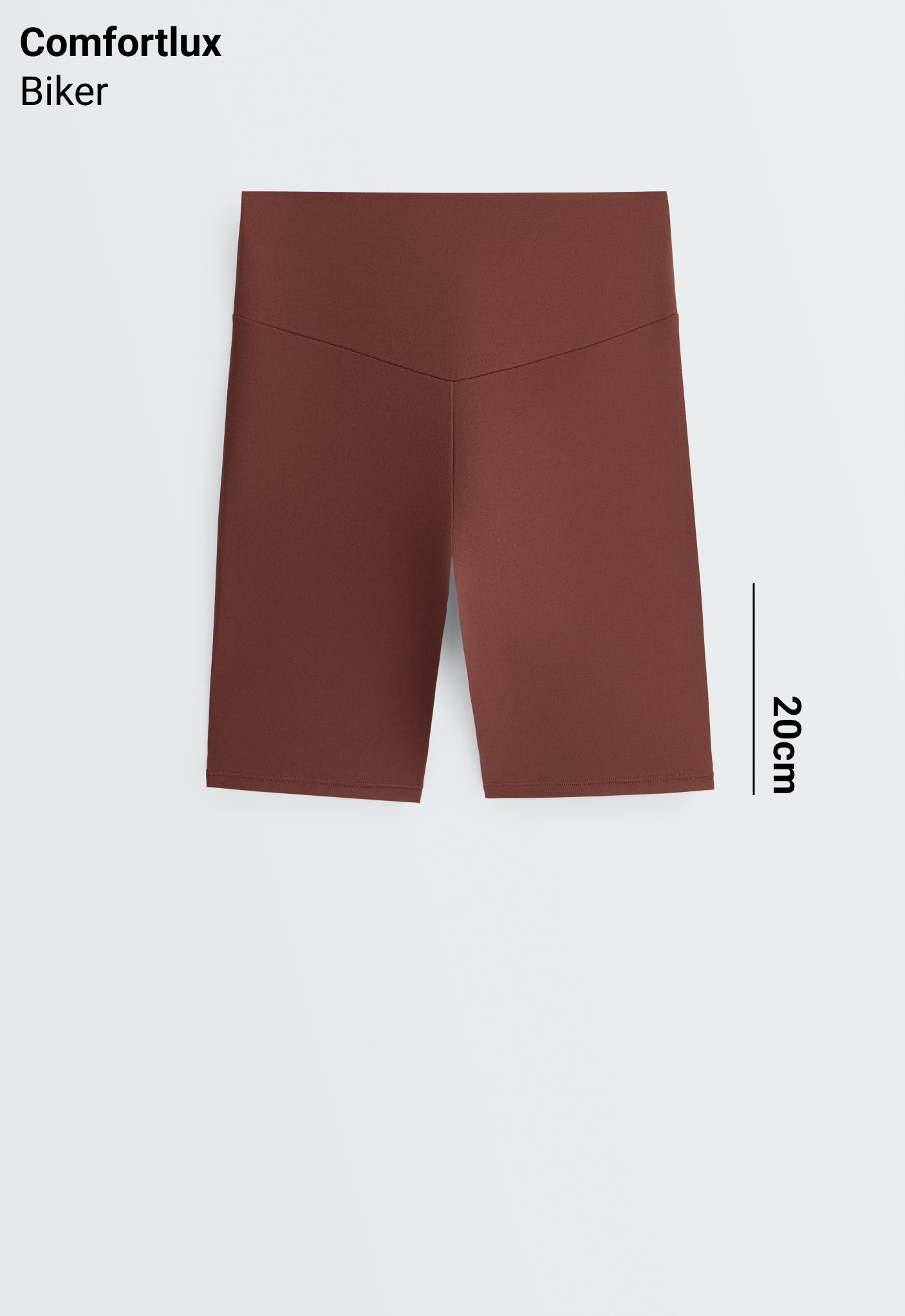Comfortlux high-rise 20cm biker leggings — TERRACOTTA
