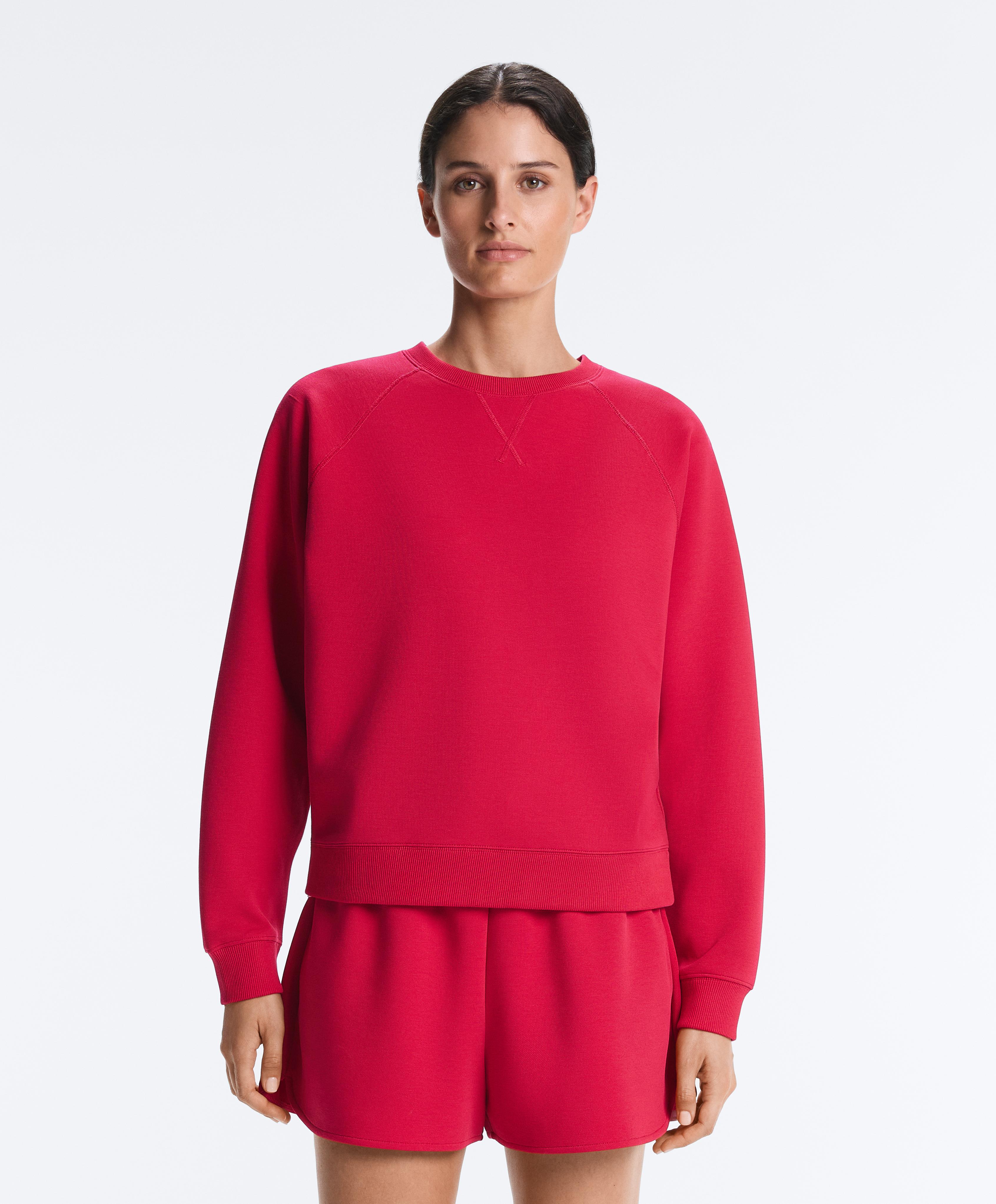 Round neck sweatshirt with piqué cotton — RED