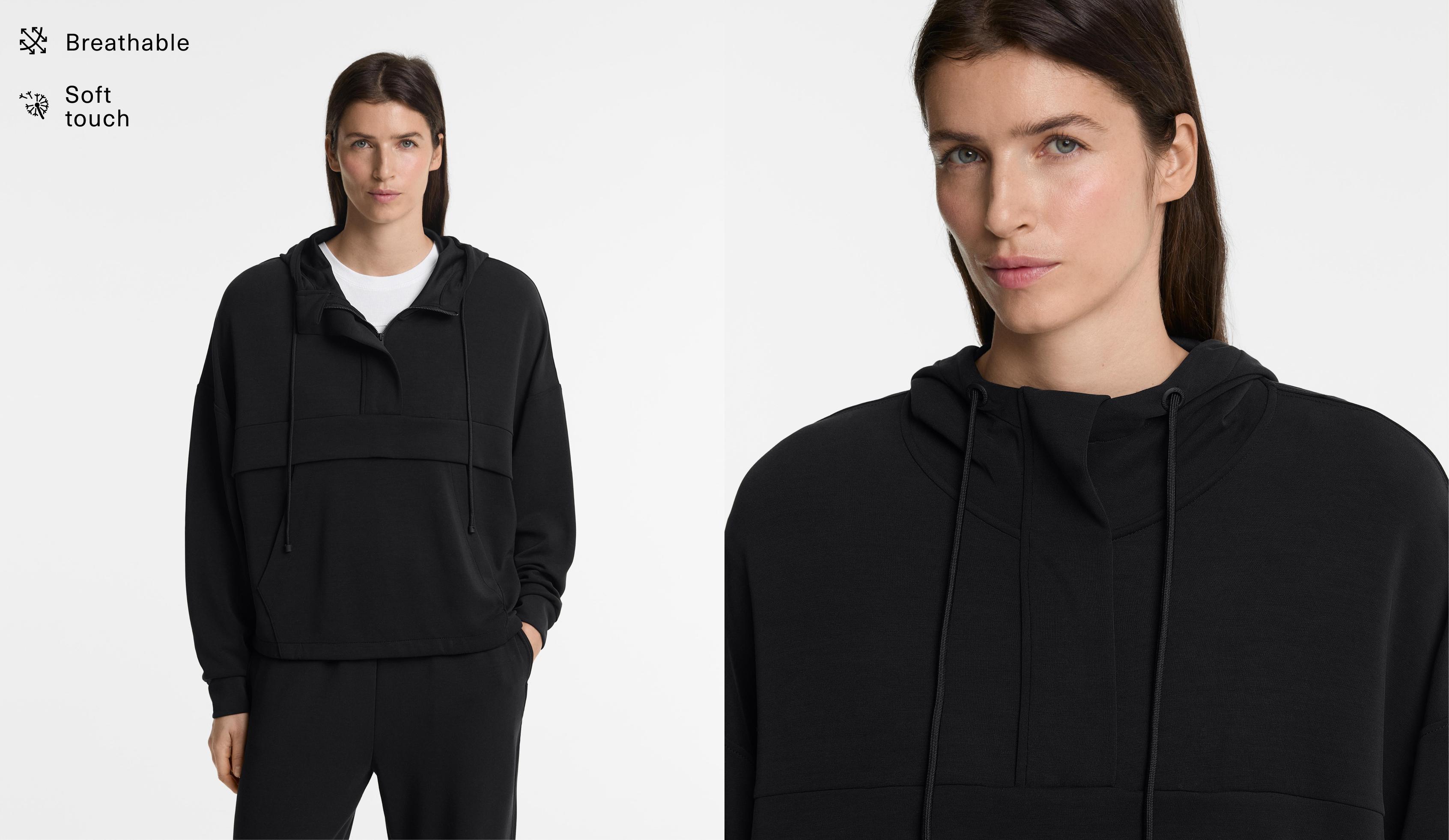 Soft-touch sweatshirt with modal and zip