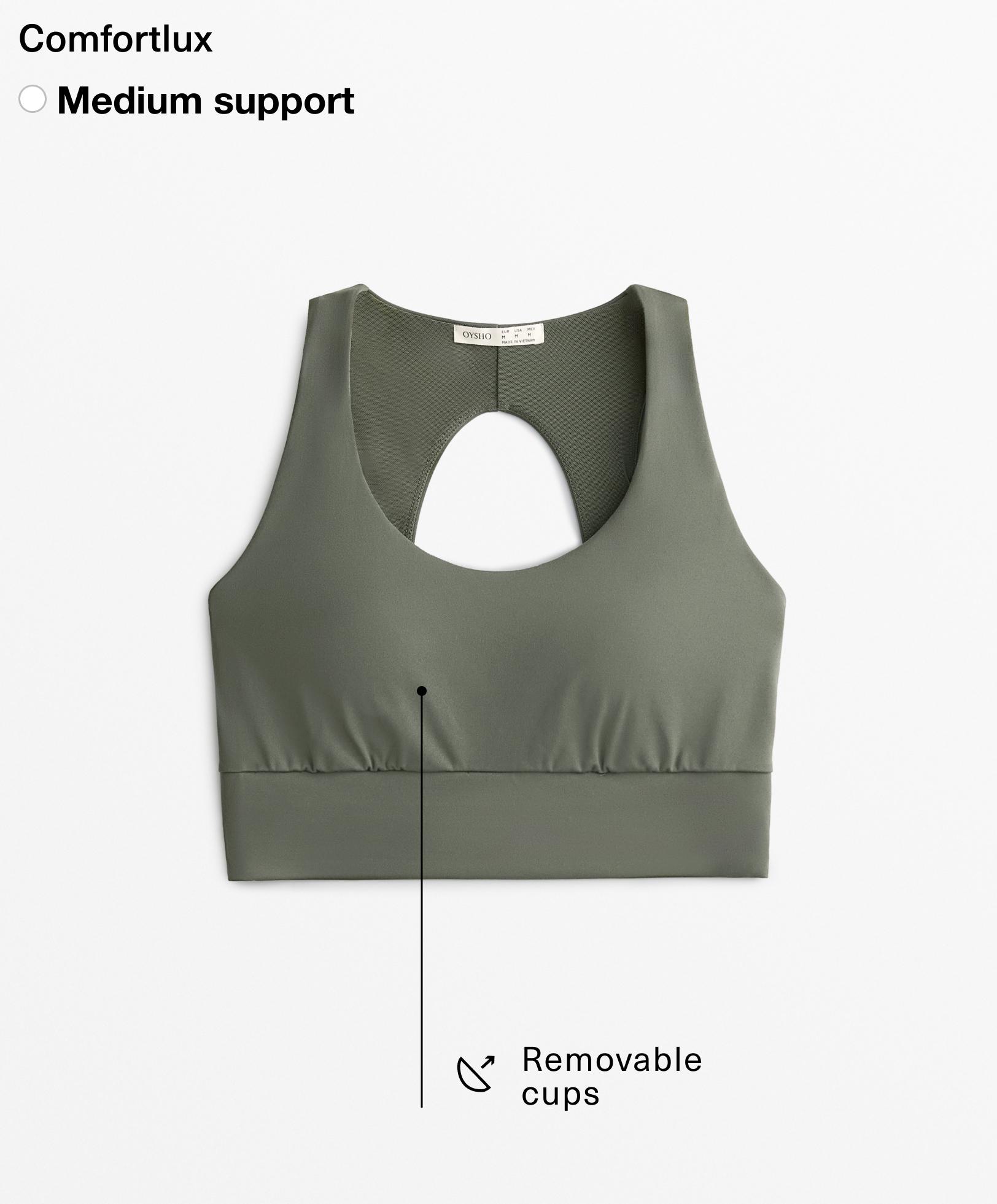 Medium-support comfortlux open-back sports bra with cups