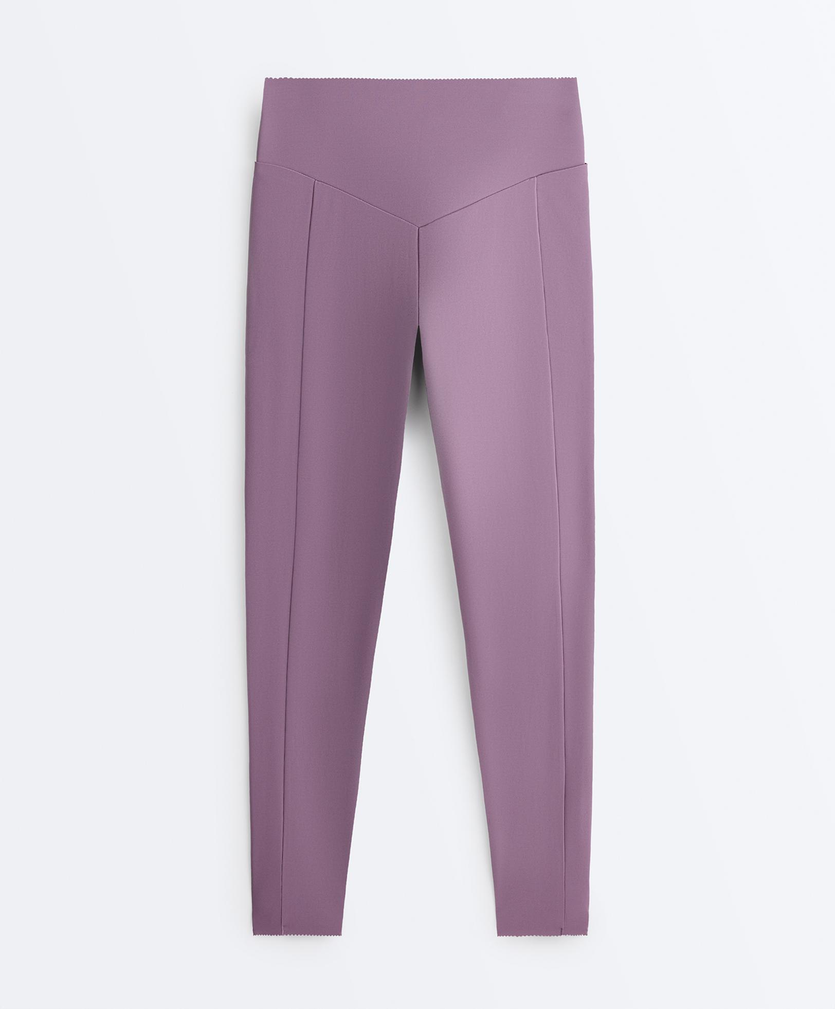 Compressive high-waisted pocket ankle-length leggings — DUSTY VIOLET