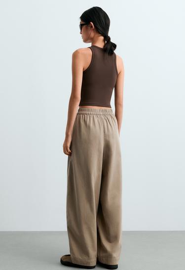 Long modal blend rib tank top — DARK BROWN 4