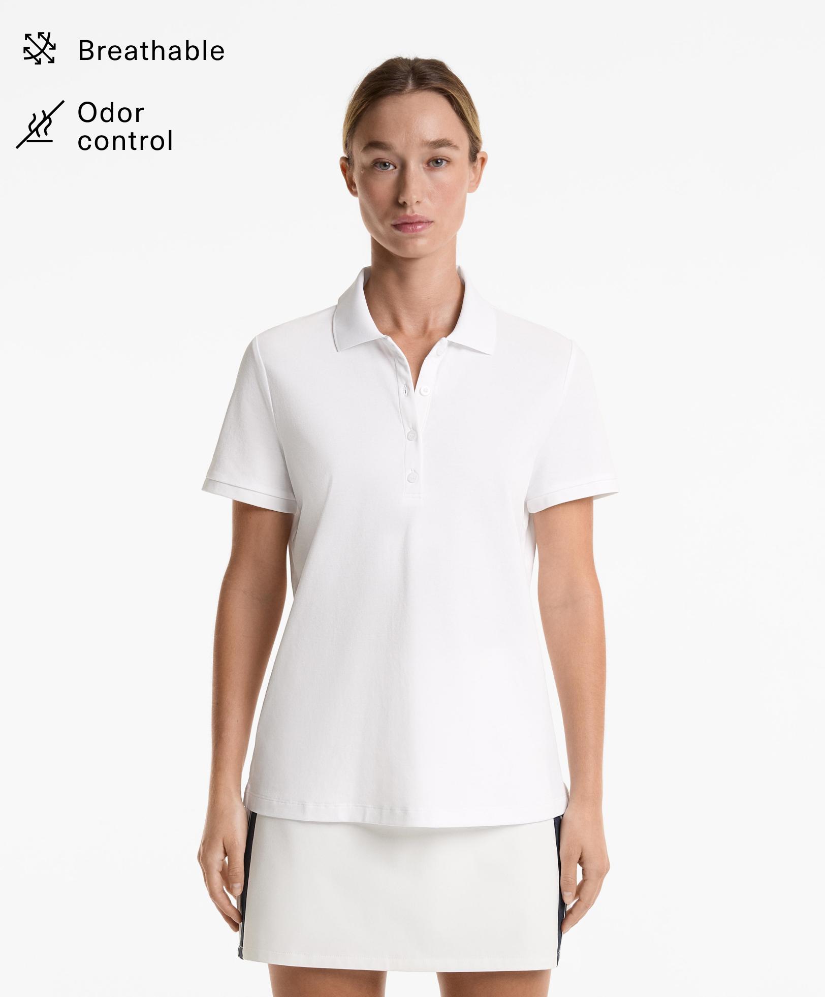 Tricou polo din piqué din amestec de bumbac cu mânecă scurtă