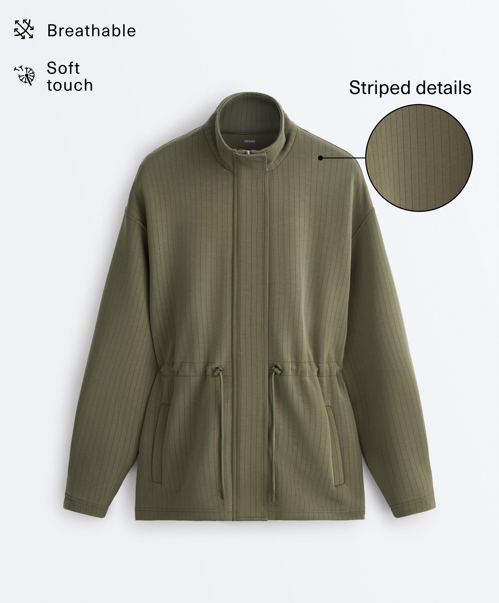 Long Utility jacket with soft-touch modal — KHAKI