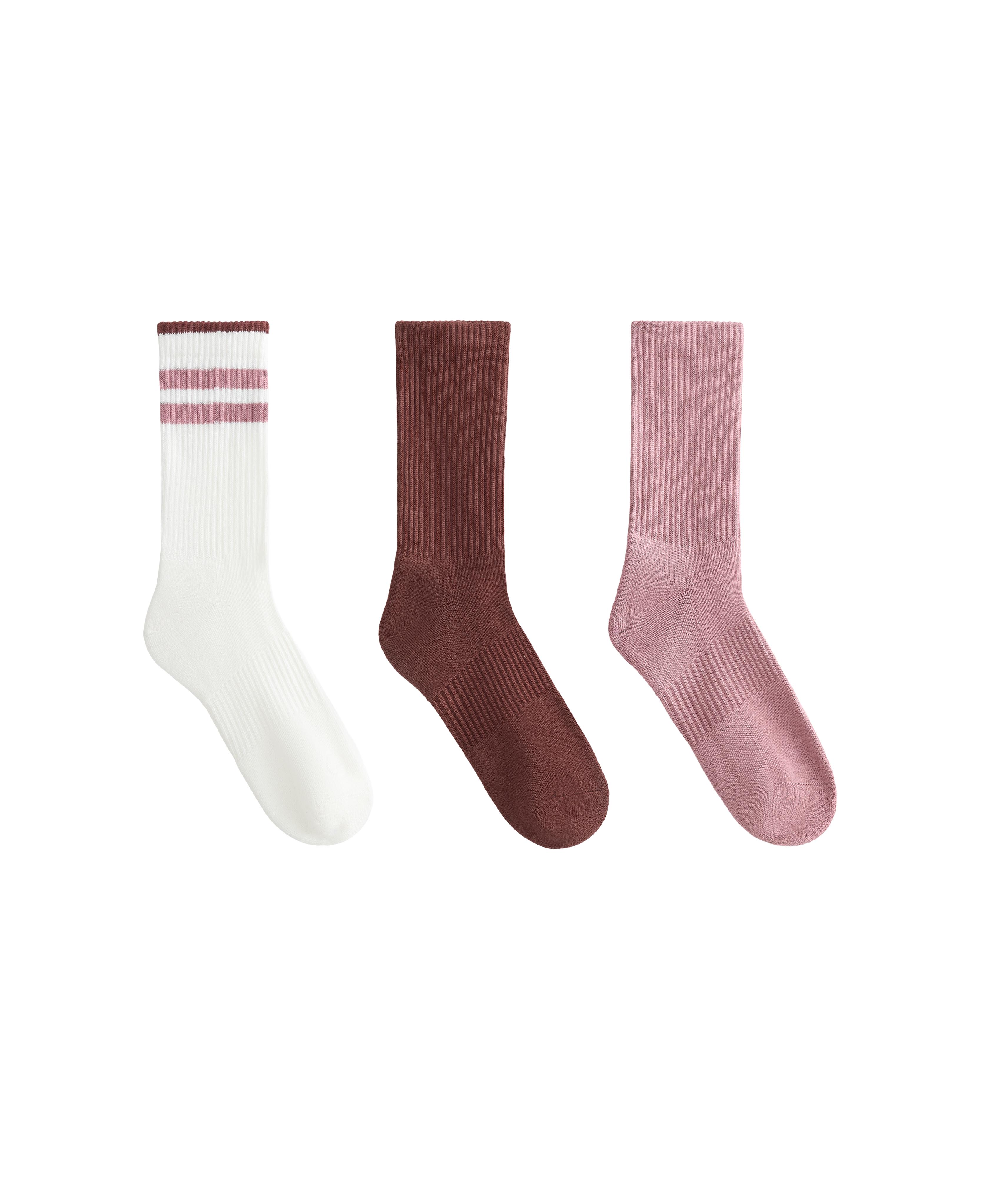 3 pairs of classic cotton blend sports socks — MAHOGANY