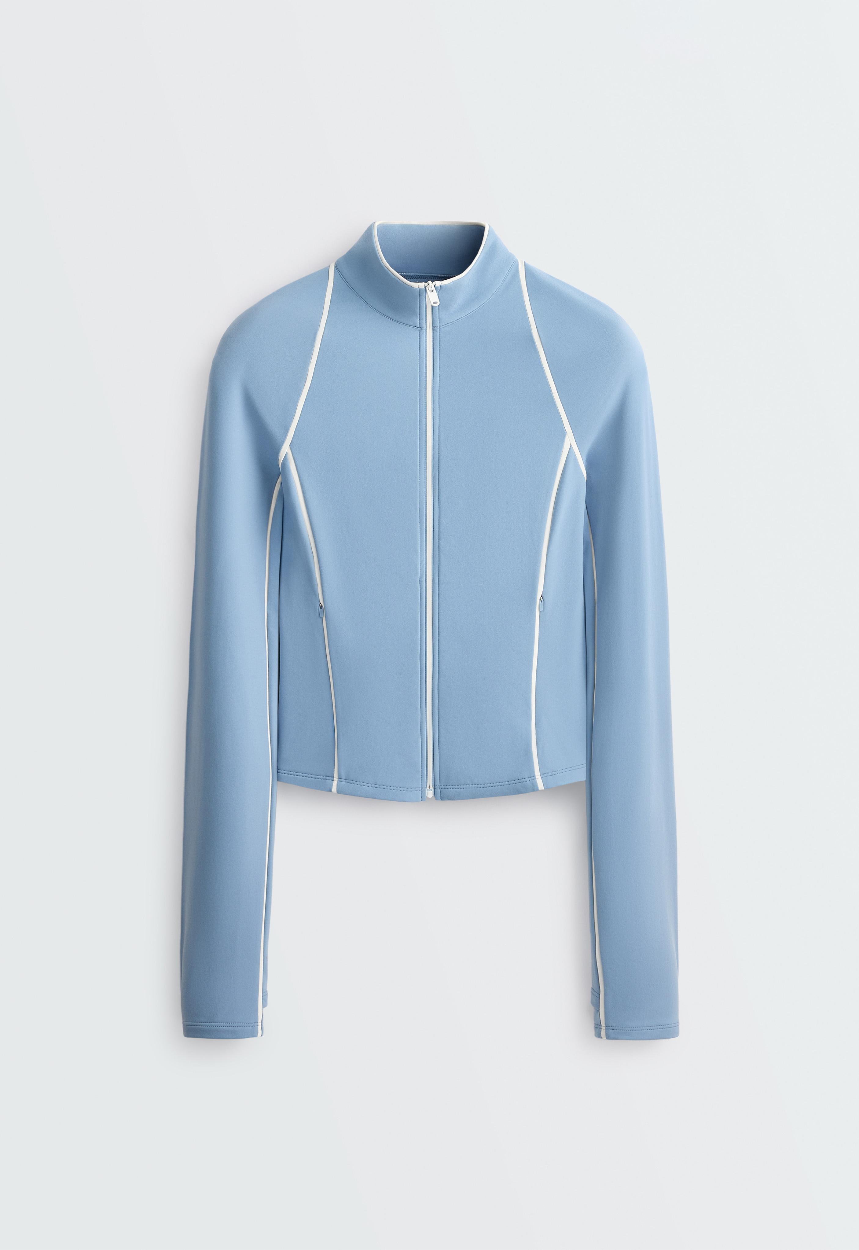Light warm piping technical jacket — BLUE