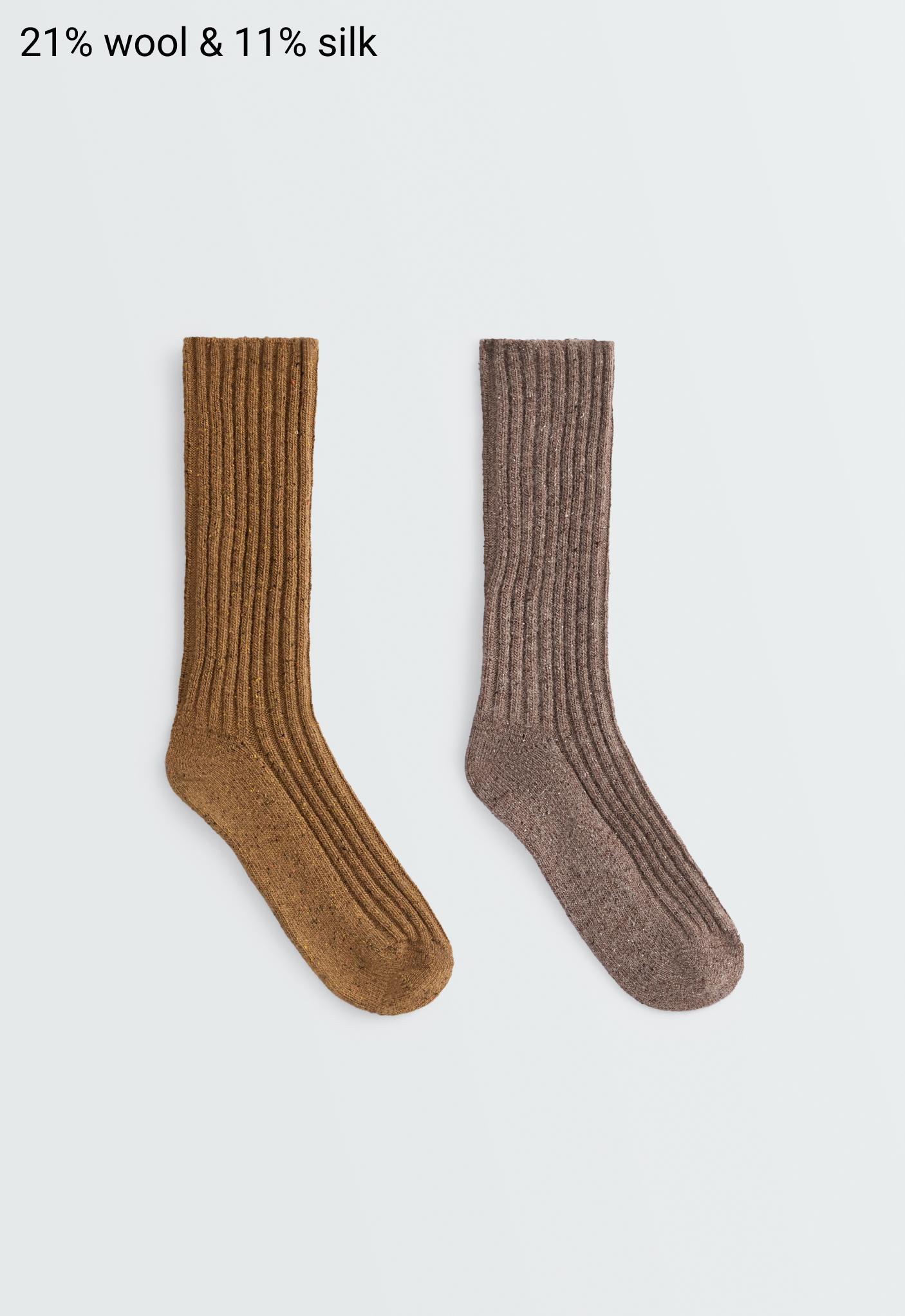 Oysho 2 çift Classic çoraplar paketi %21 yün %11 ipek görsel 3
