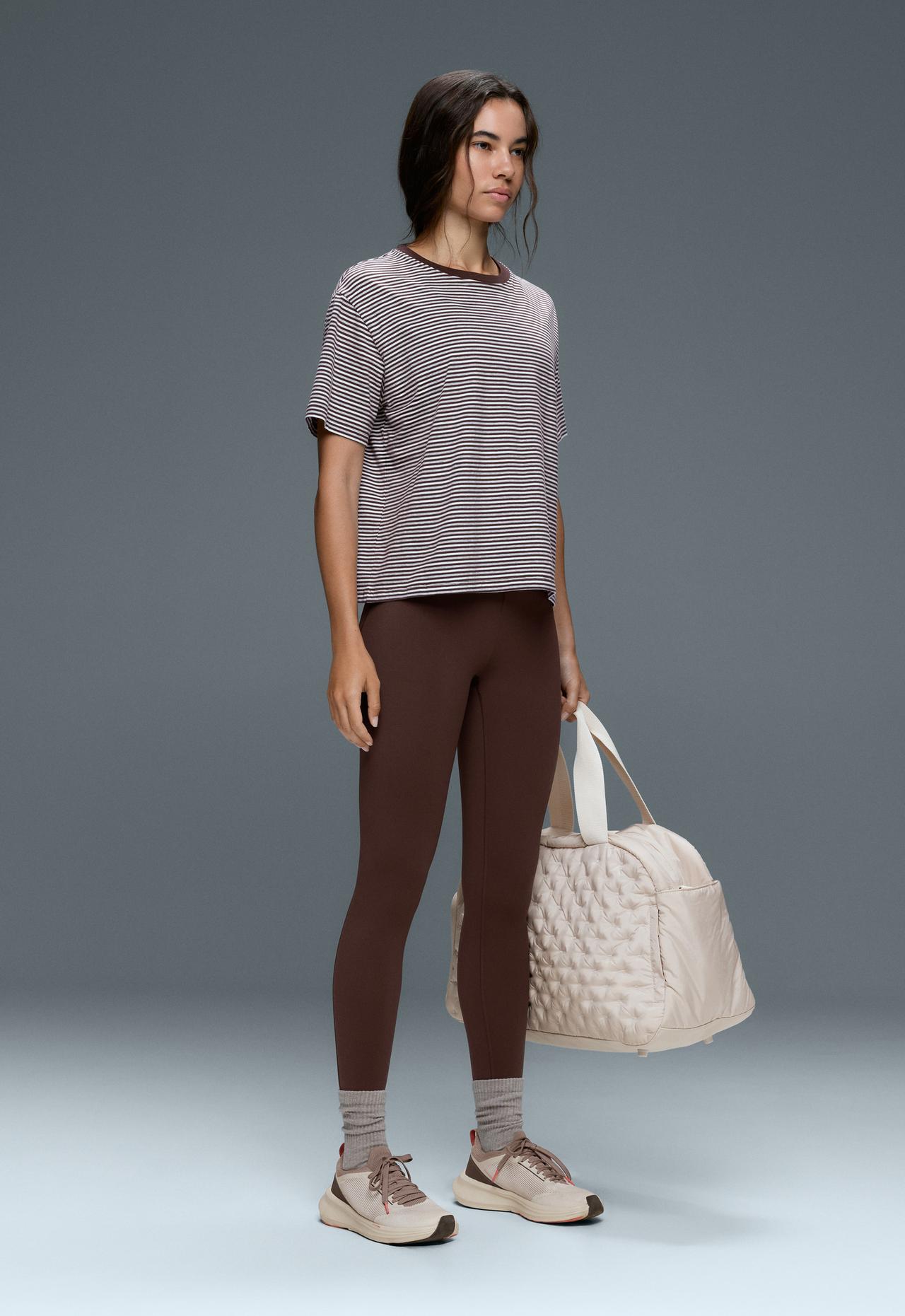 Ankle-length high rise Compressive core control leggings — BROWN