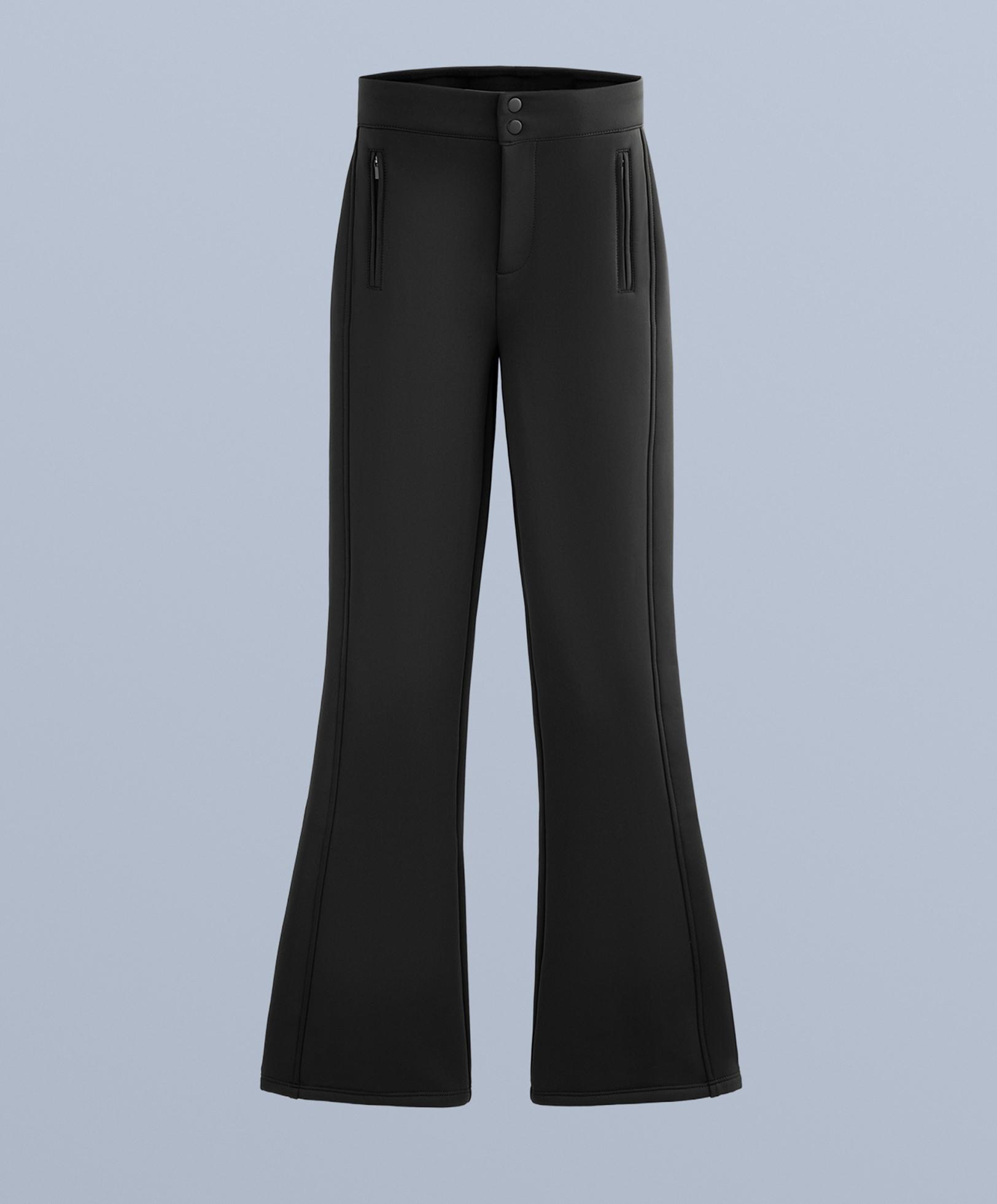 Water-resistant full length flare stretch SKI trousers — BLACK