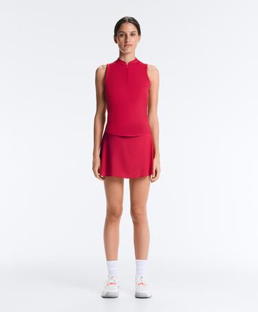Technical sleeveless T-shirt with half zip — RED 3
