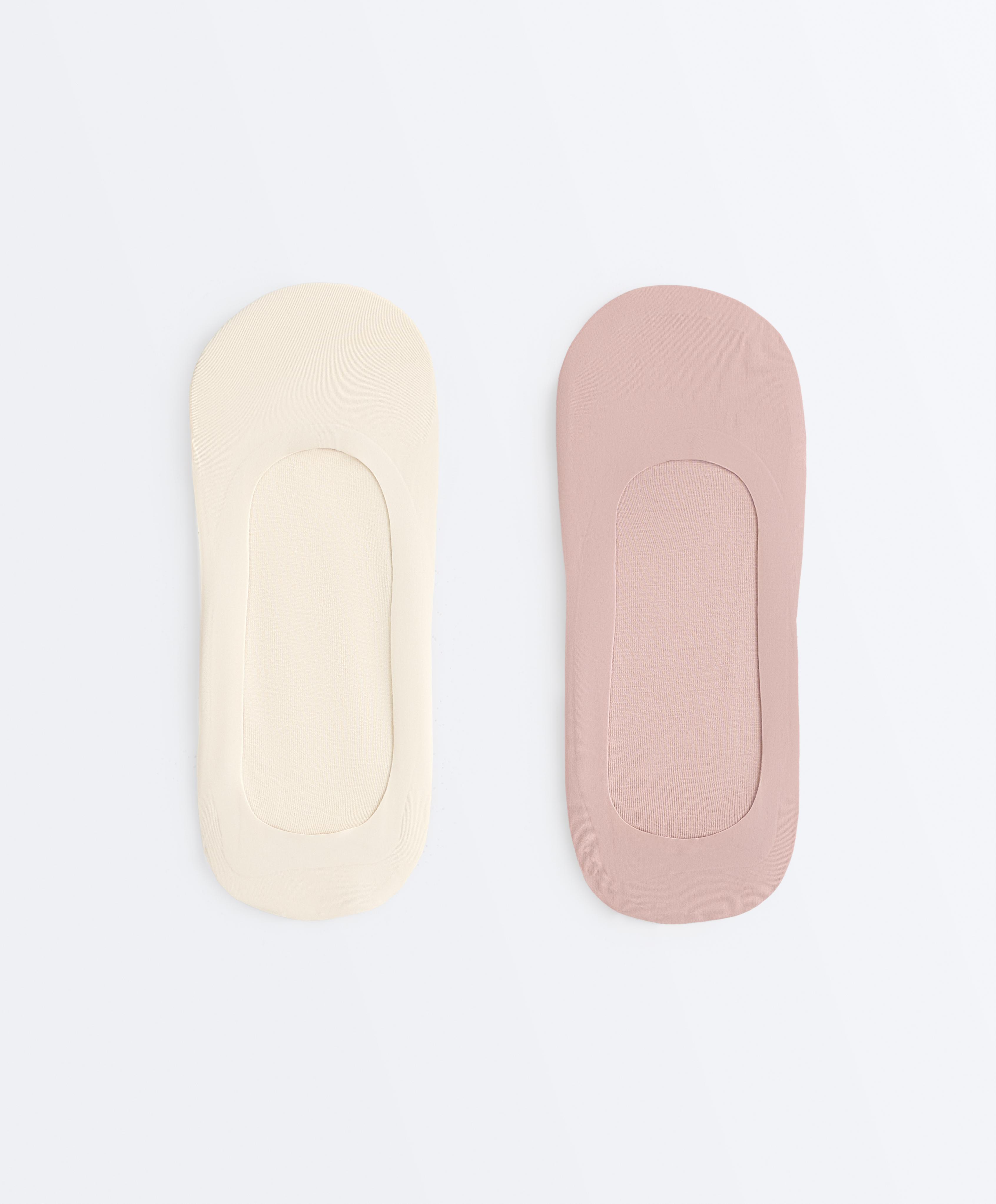 2 pairs of microfibre medium cut invisible socks