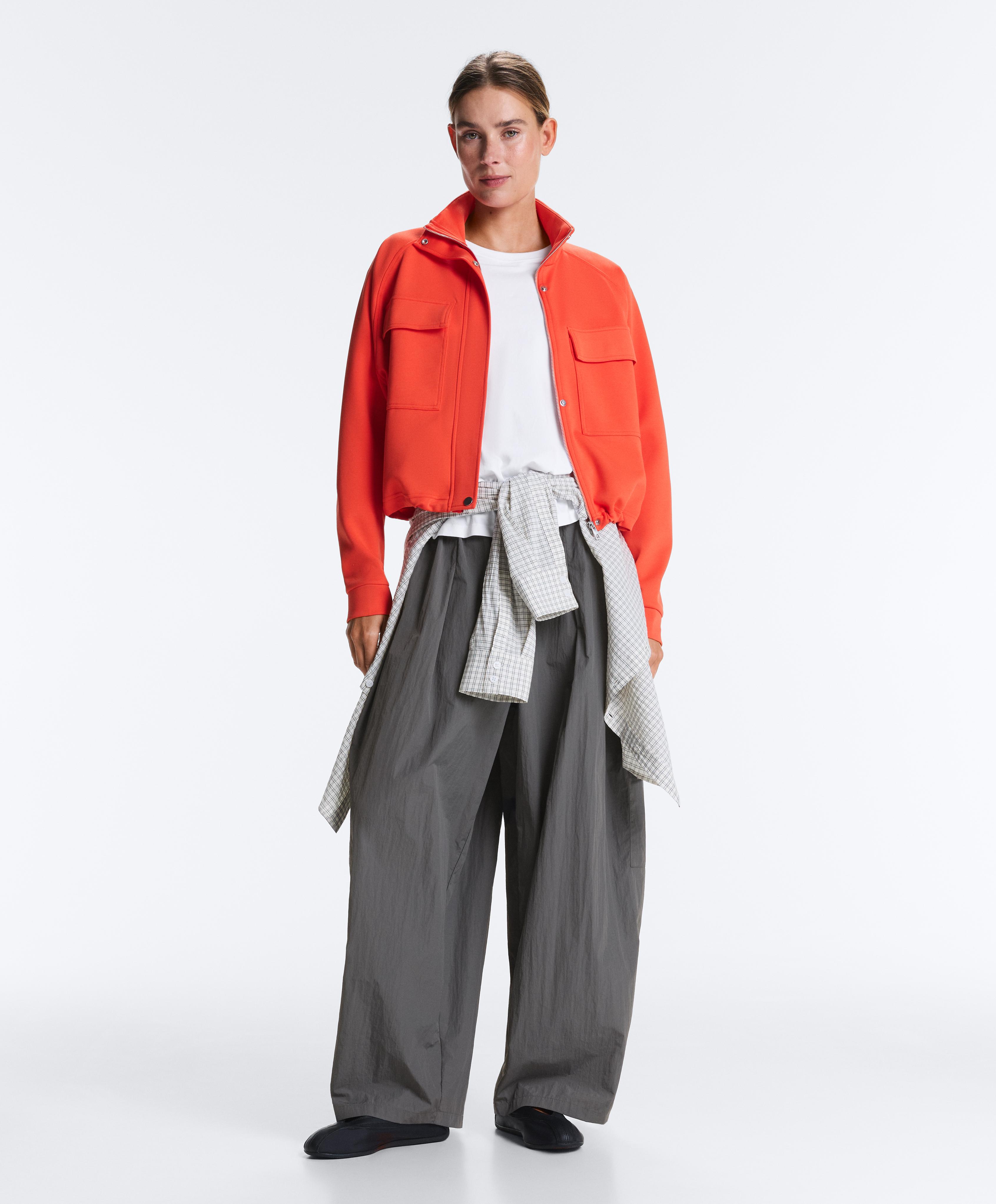 Cotton piqué pocket jacket — BRIGHT ORANGE