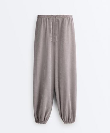 Lyocell-blend gingham trousers — DARK REDDISH‑BROWN 7