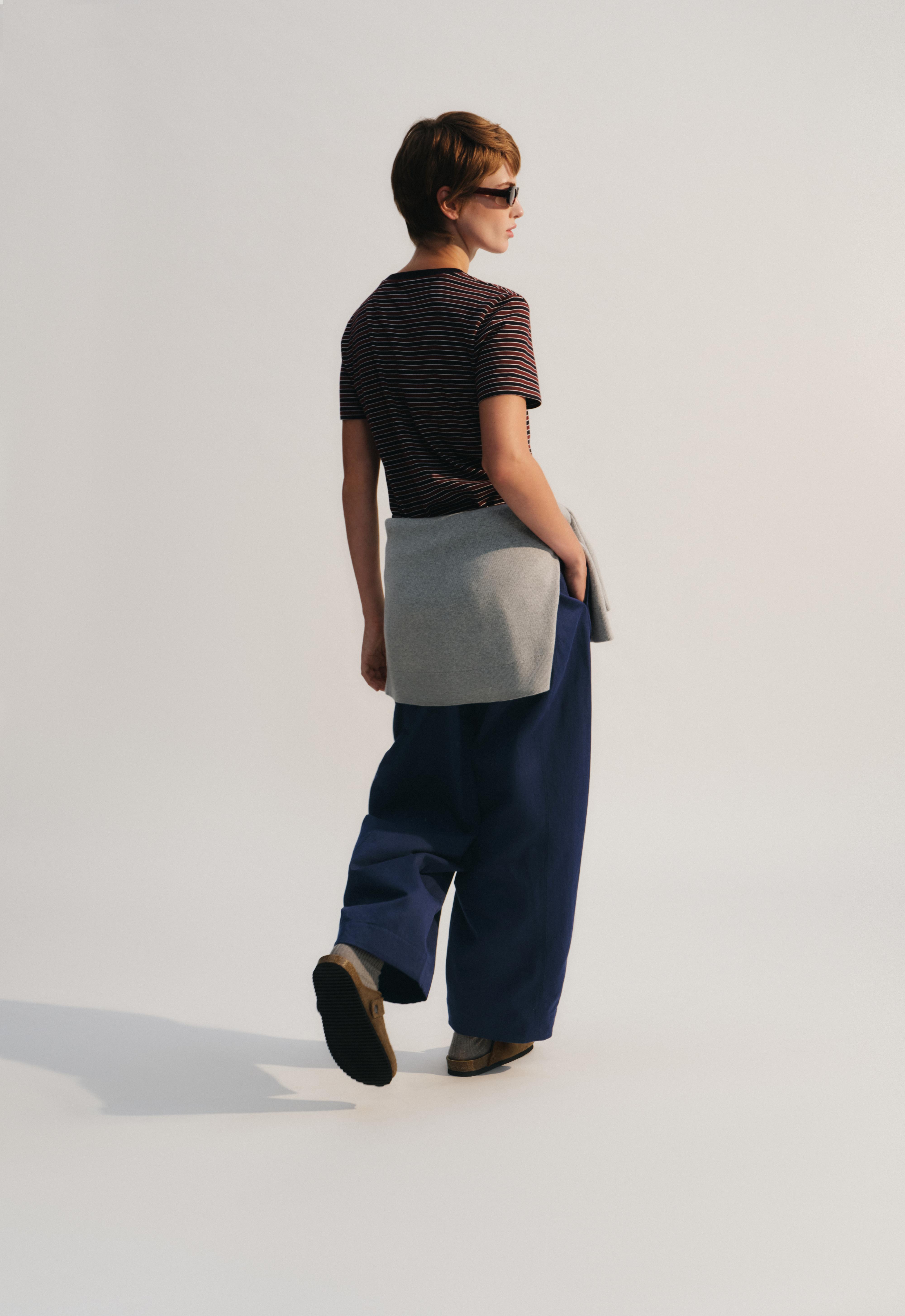 Striped regular-fit short-sleeved T-shirt — NAVY BLUE