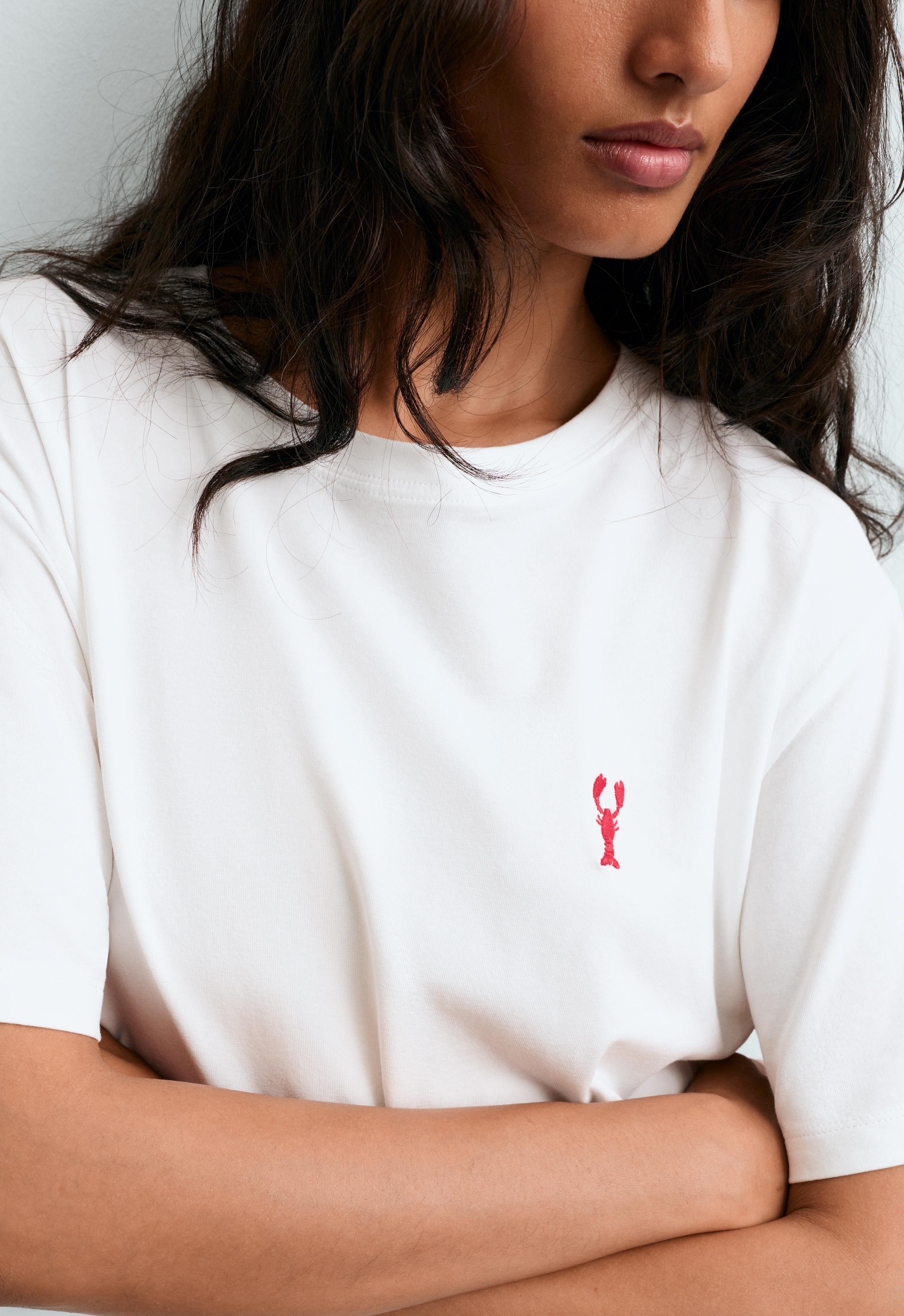 Boxy-Shirt aus Baumwollmischung mit Stickerei Boxy-Shirt aus Baumwollmischung mit Stickerei