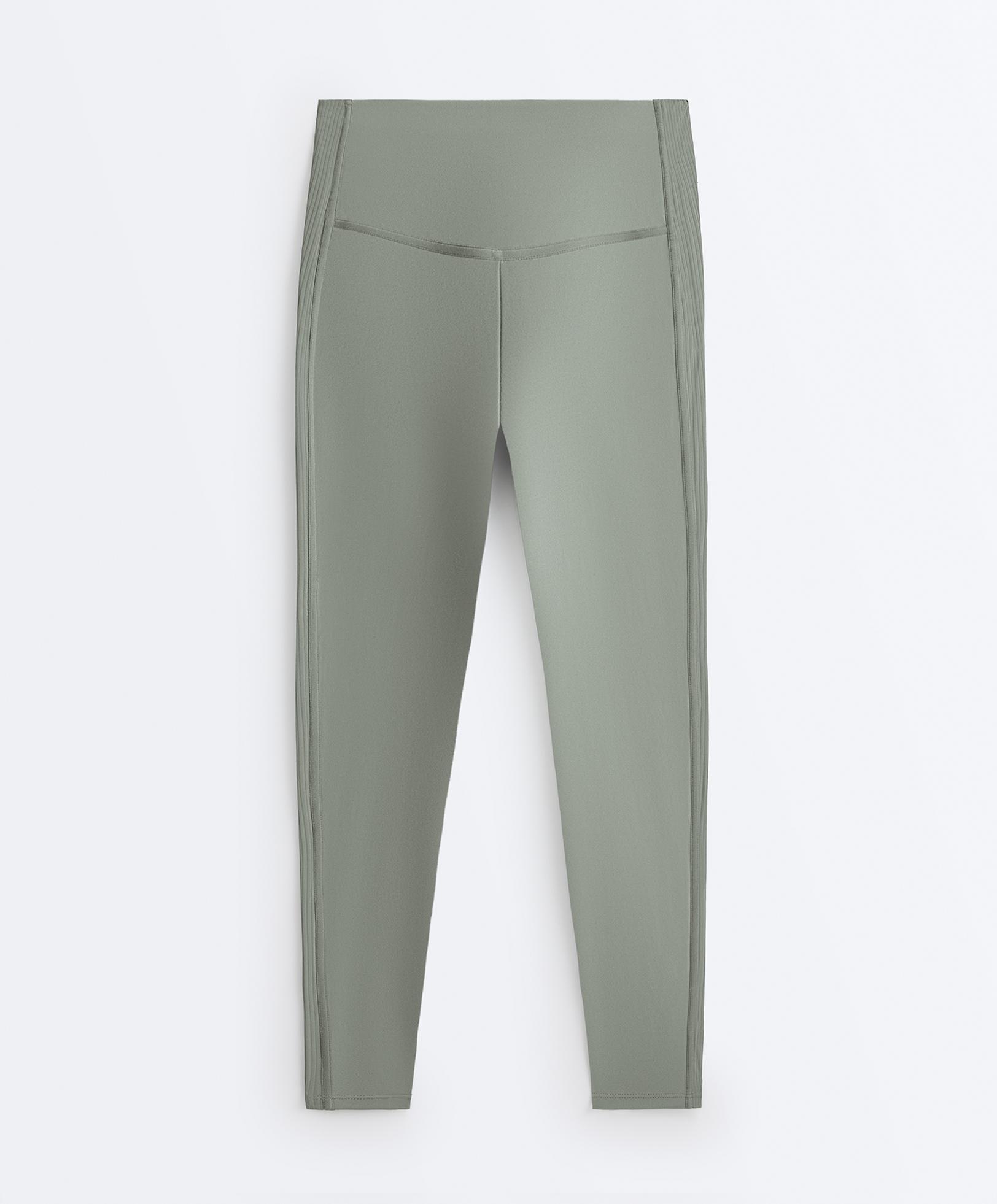 Comfortlux high rise rib ankle-length leggings — KHAKI-GREY
