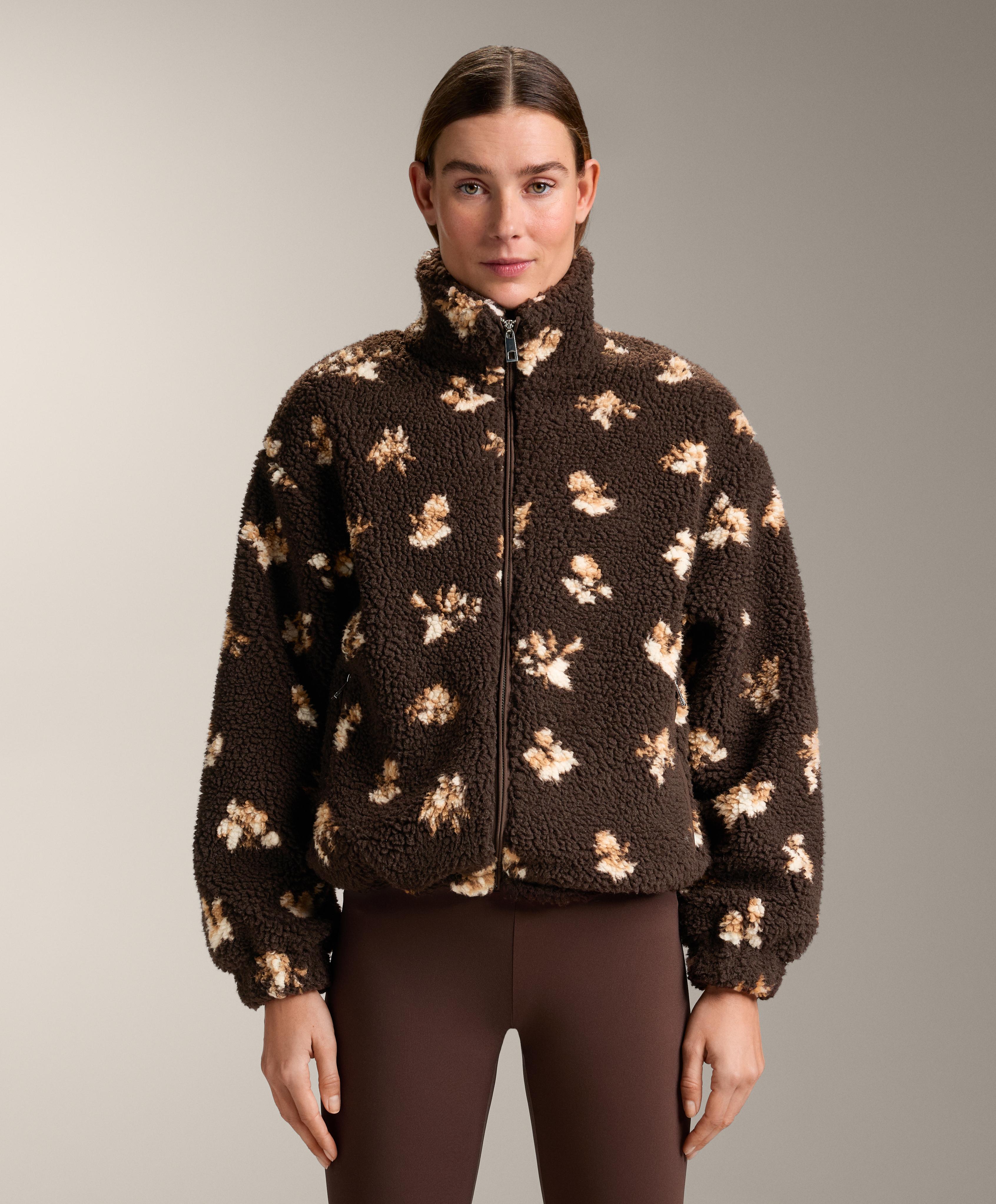 Faux-shearling floral print jacket — CLAY