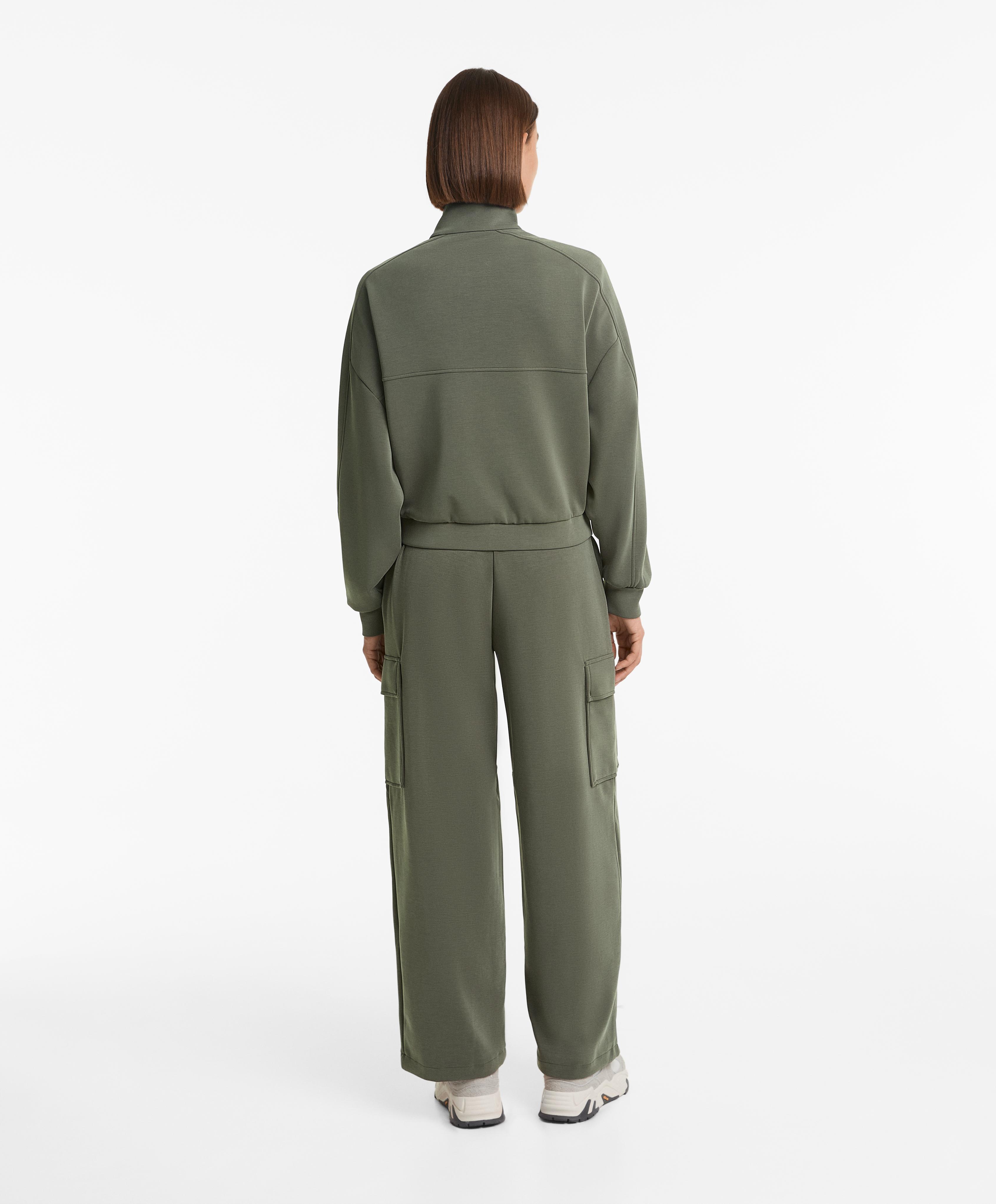 Green barrel tracksuit with brushed modal