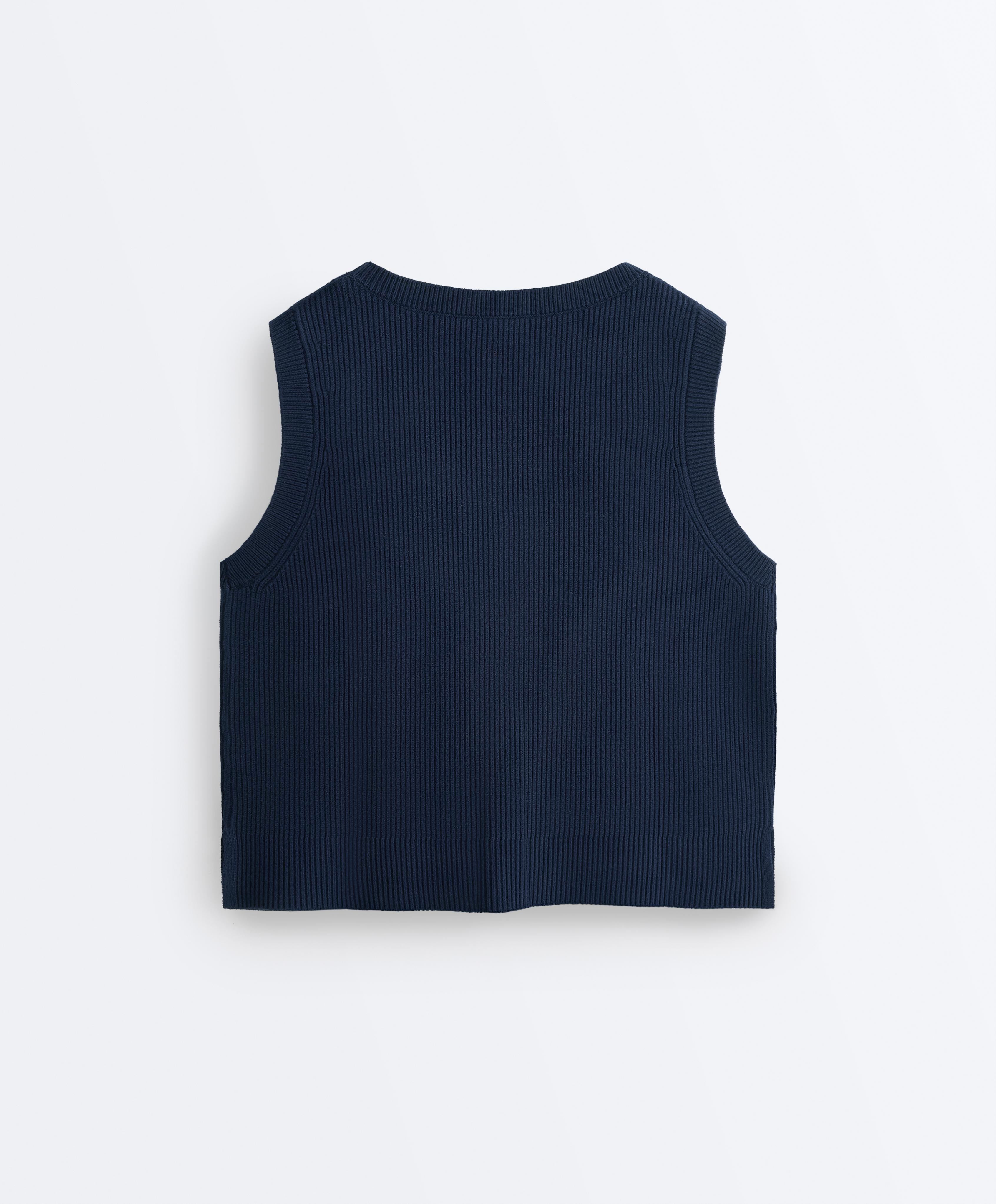 V-neck knit vest — NAVY BLUE