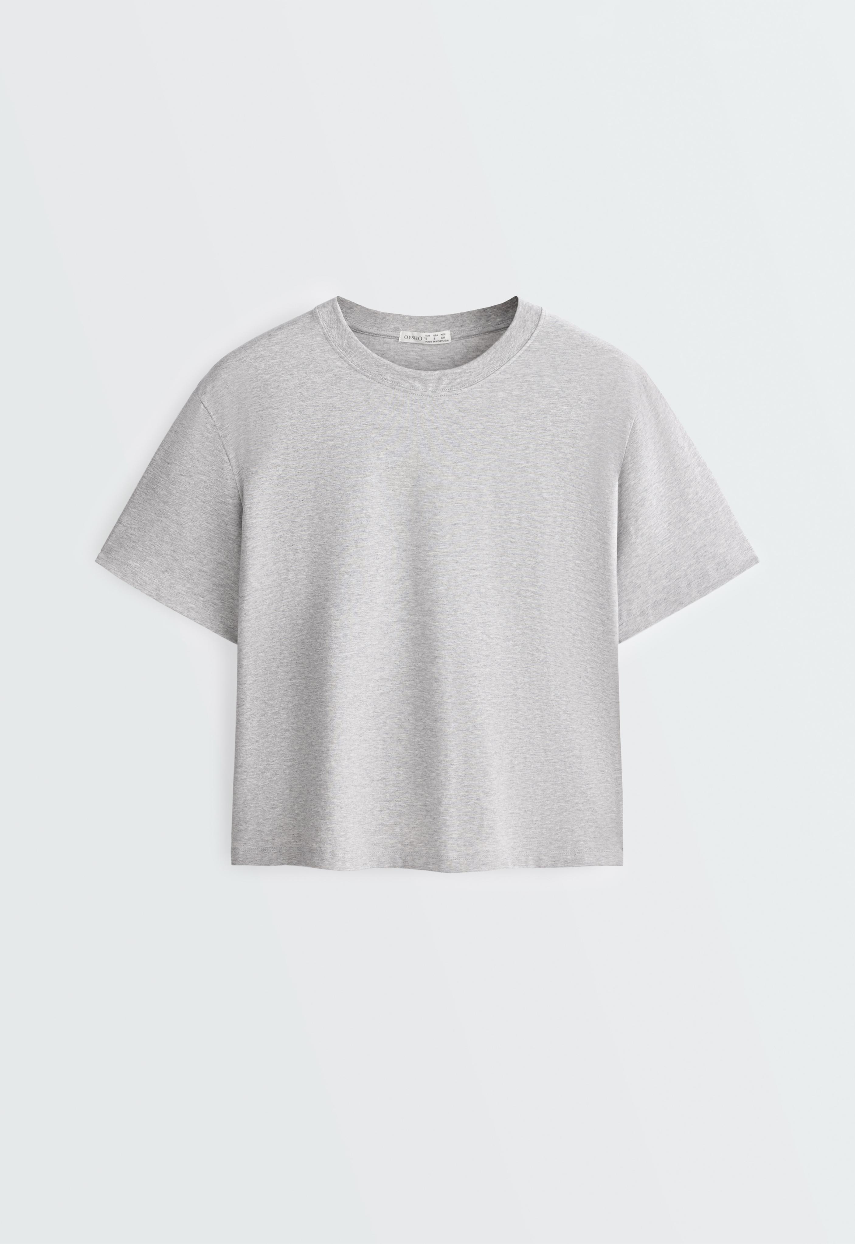 Boxy short-sleeved cotton blend T-shirt