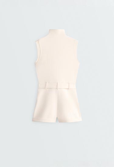 Cotton piqué short jumpsuit — PALE ECRU 8