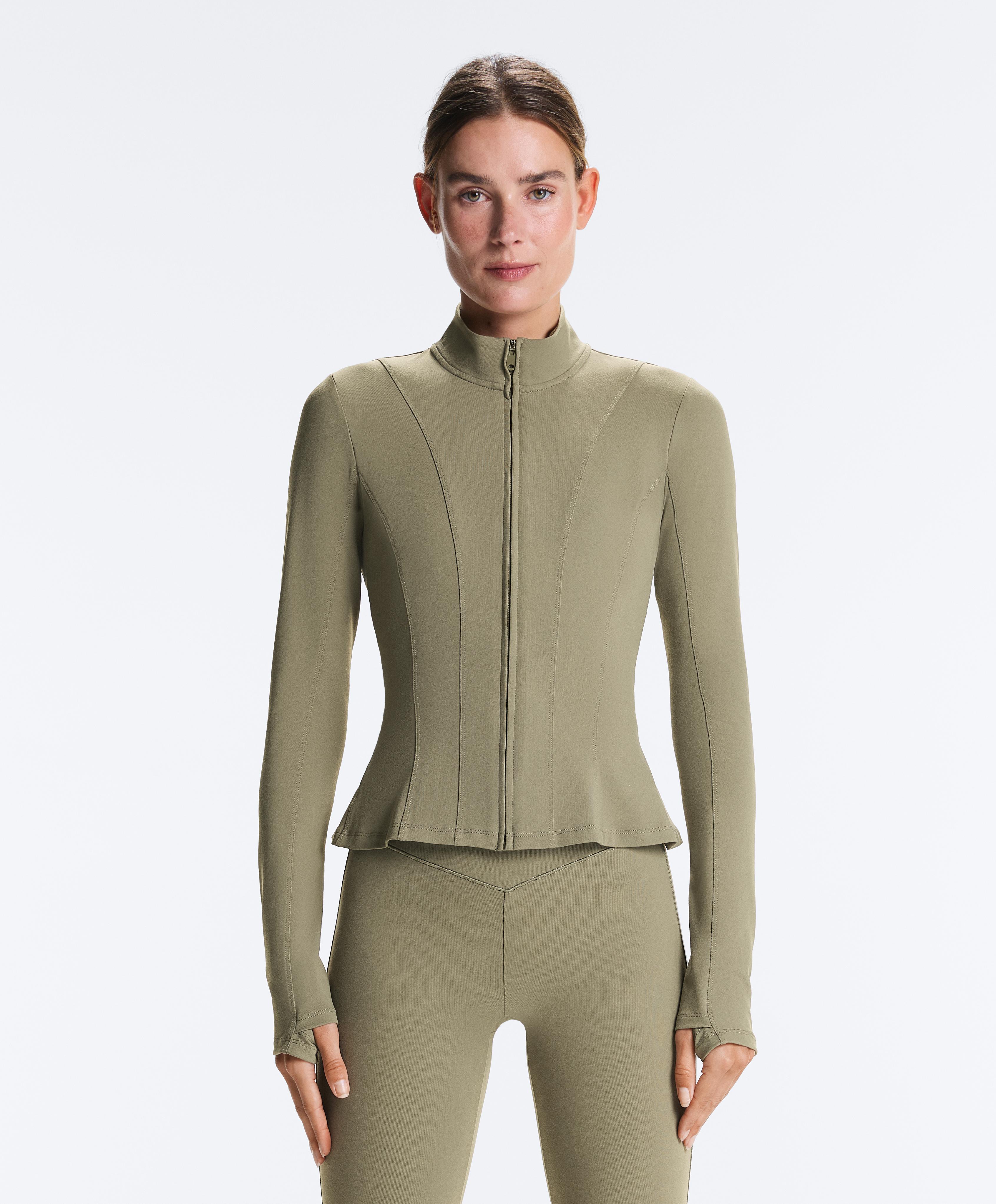 Evermove peplum technical jacket — WASHED KHAKI