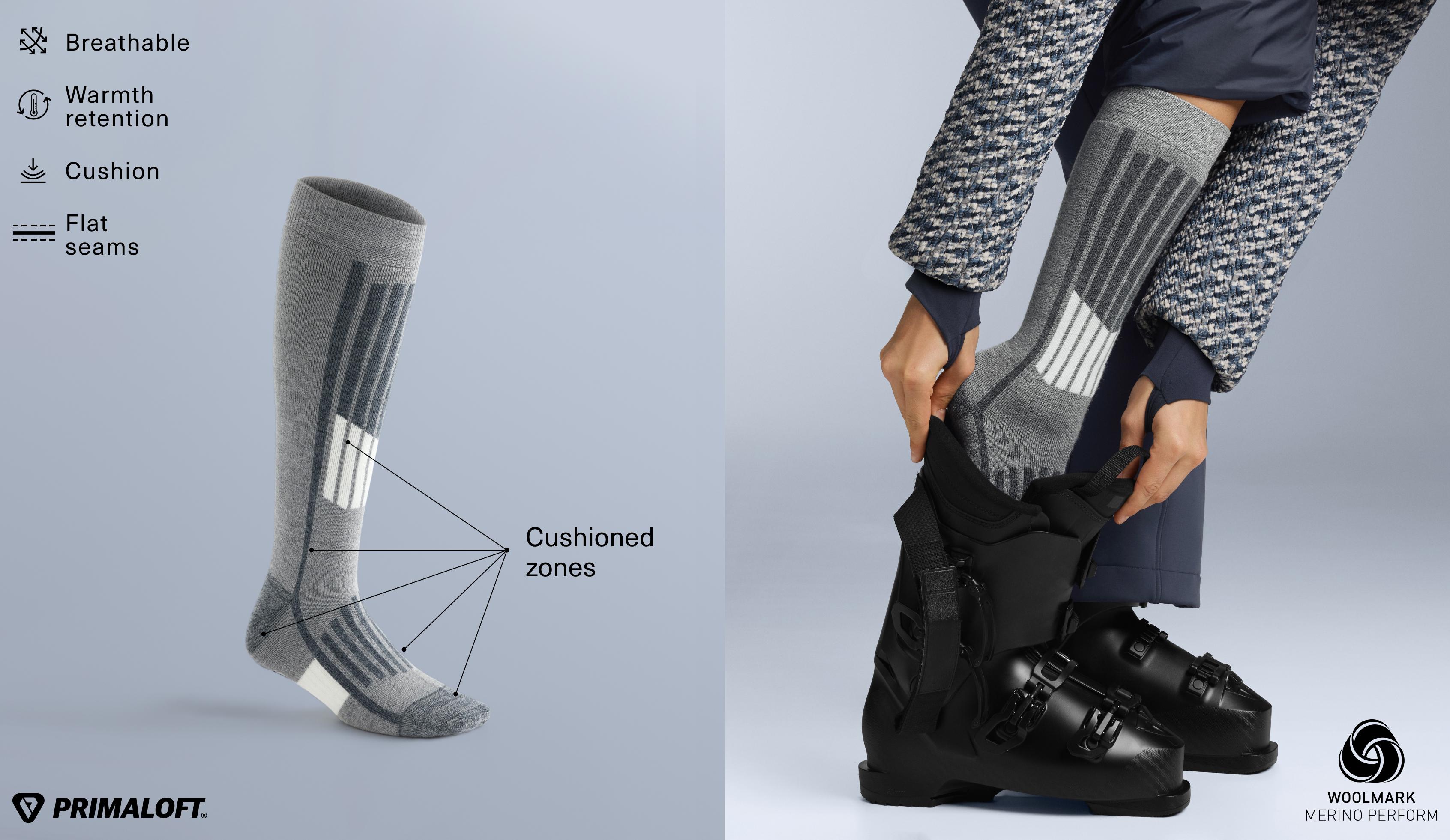 Hohe Skisocken mit Primaloft®-Garn und WOOLMARK®-Wollmischung Hohe Skisocken mit Primaloft®-Garn und WOOLMARK®-Wollmischung