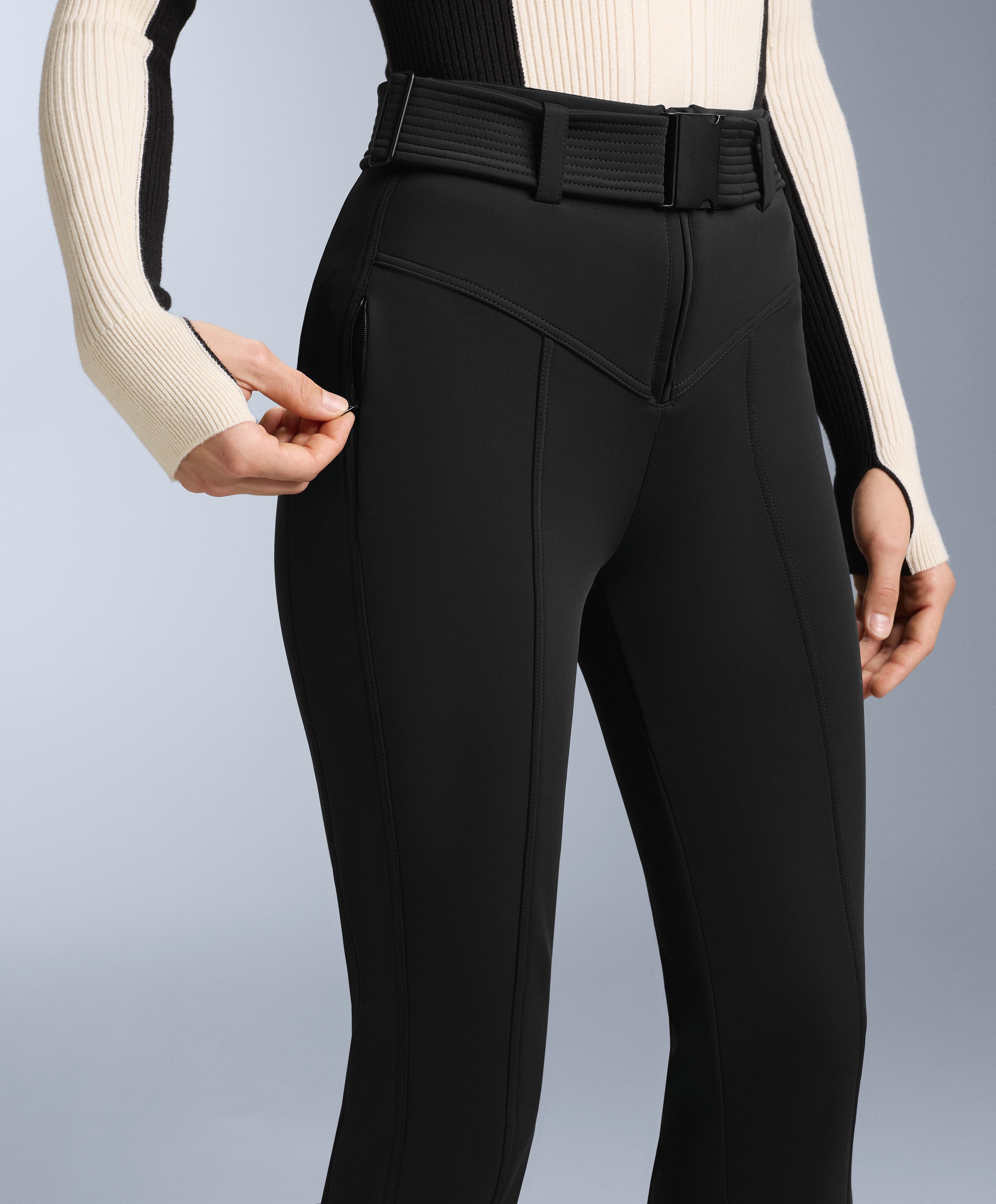 Water-resistant high-rise flare stretch SKI trousers — BLACK