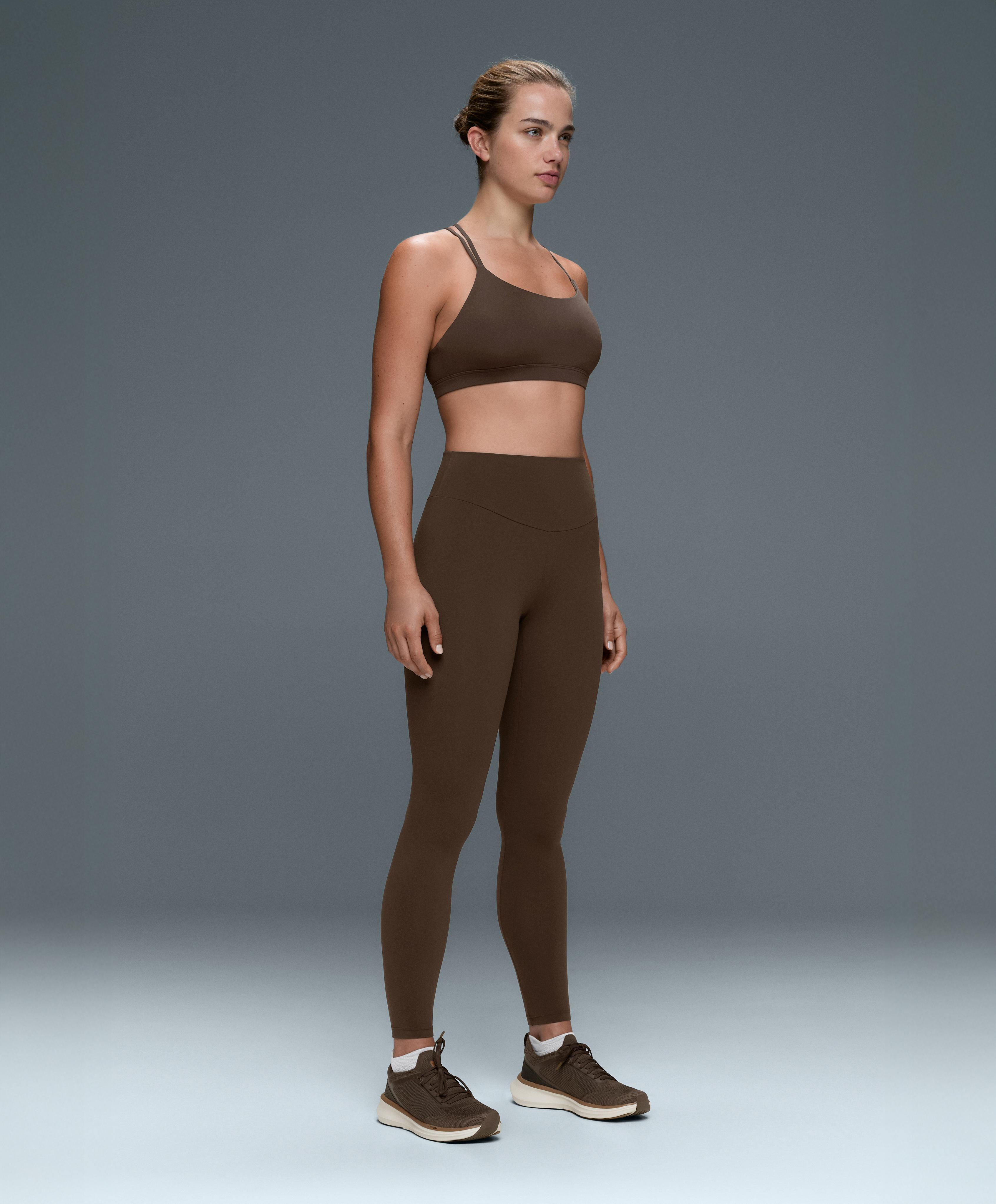 Comfortlux low-support crossover strap sports bra — DARK BROWN