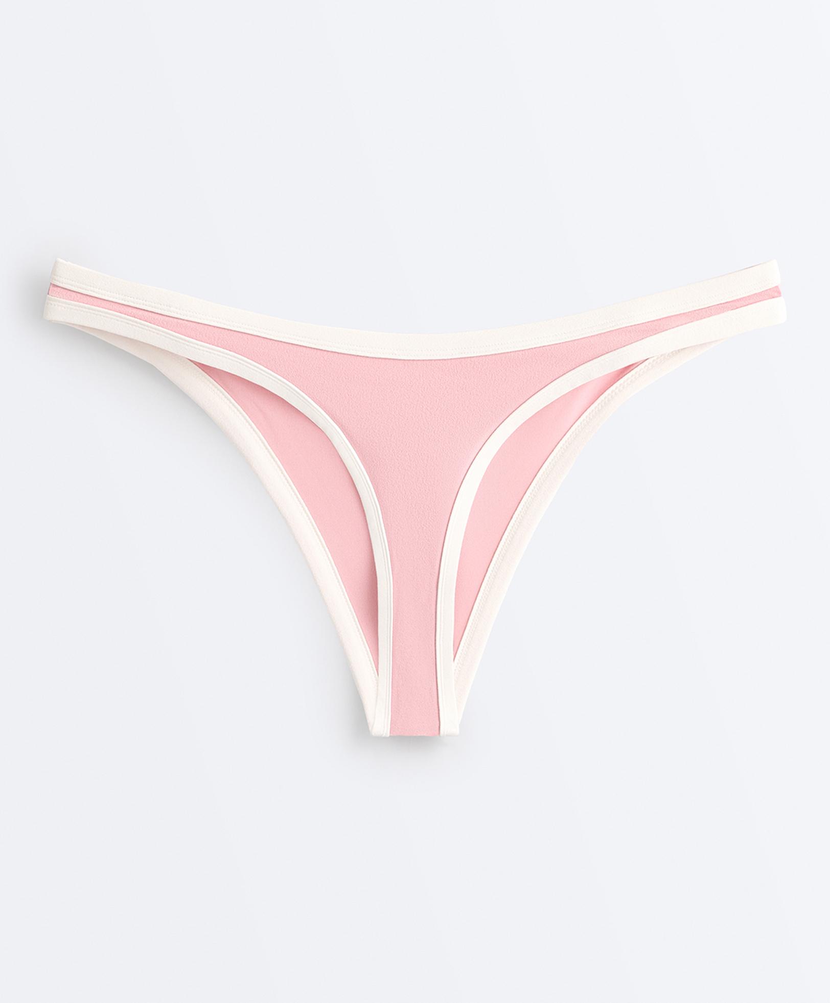 Contrast trim U-cut medium-coverage bikini briefs — PINK